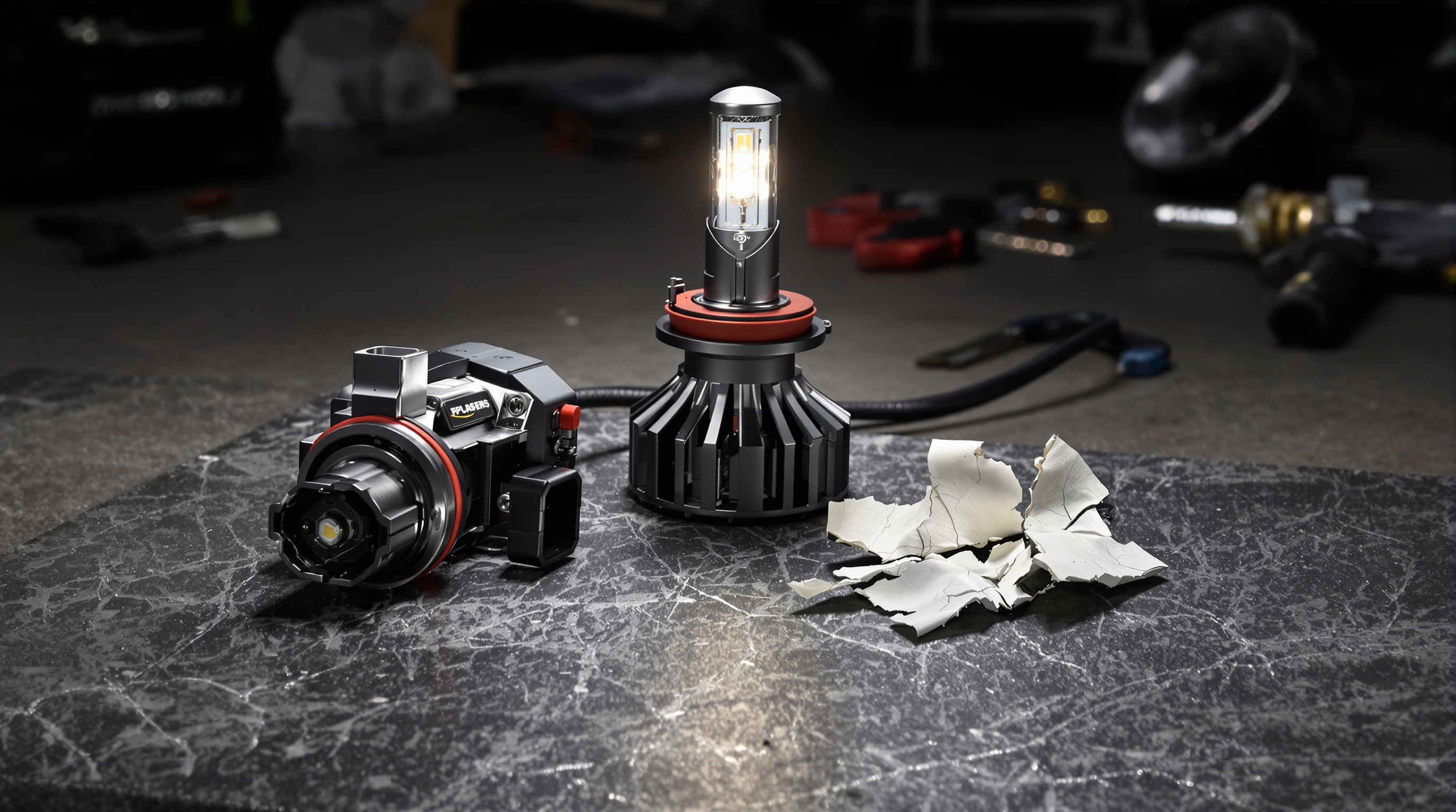 Comparatif adaptateur LED H7 haut de gamme vs bas de gamme cassé