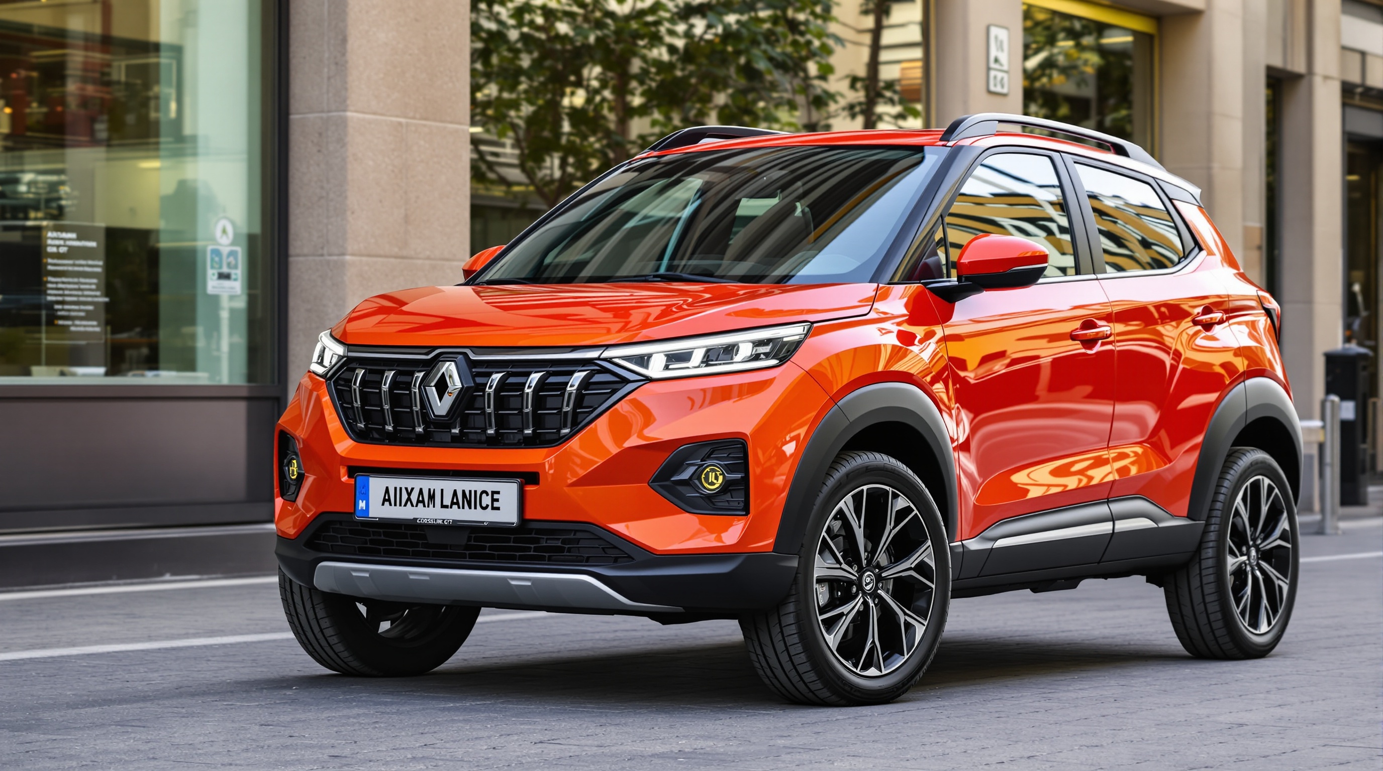 Aixam Crossline GT 4 places de couleur vive trois quarts avant calandre jantes alliage baroudeur urbain