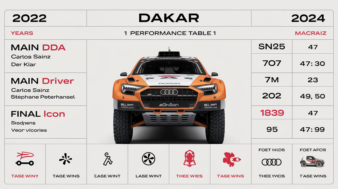 Tableau des performances d'Audi au Dakar.