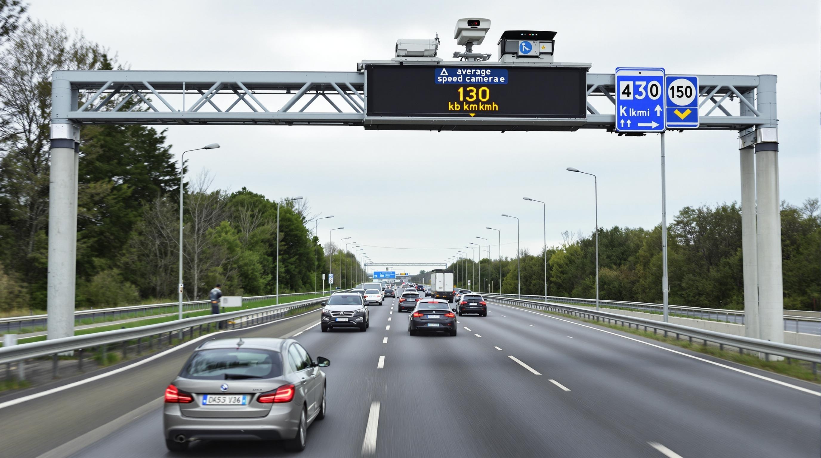 Radar de tronçon sur autoroute avec limitation à 130 km/h