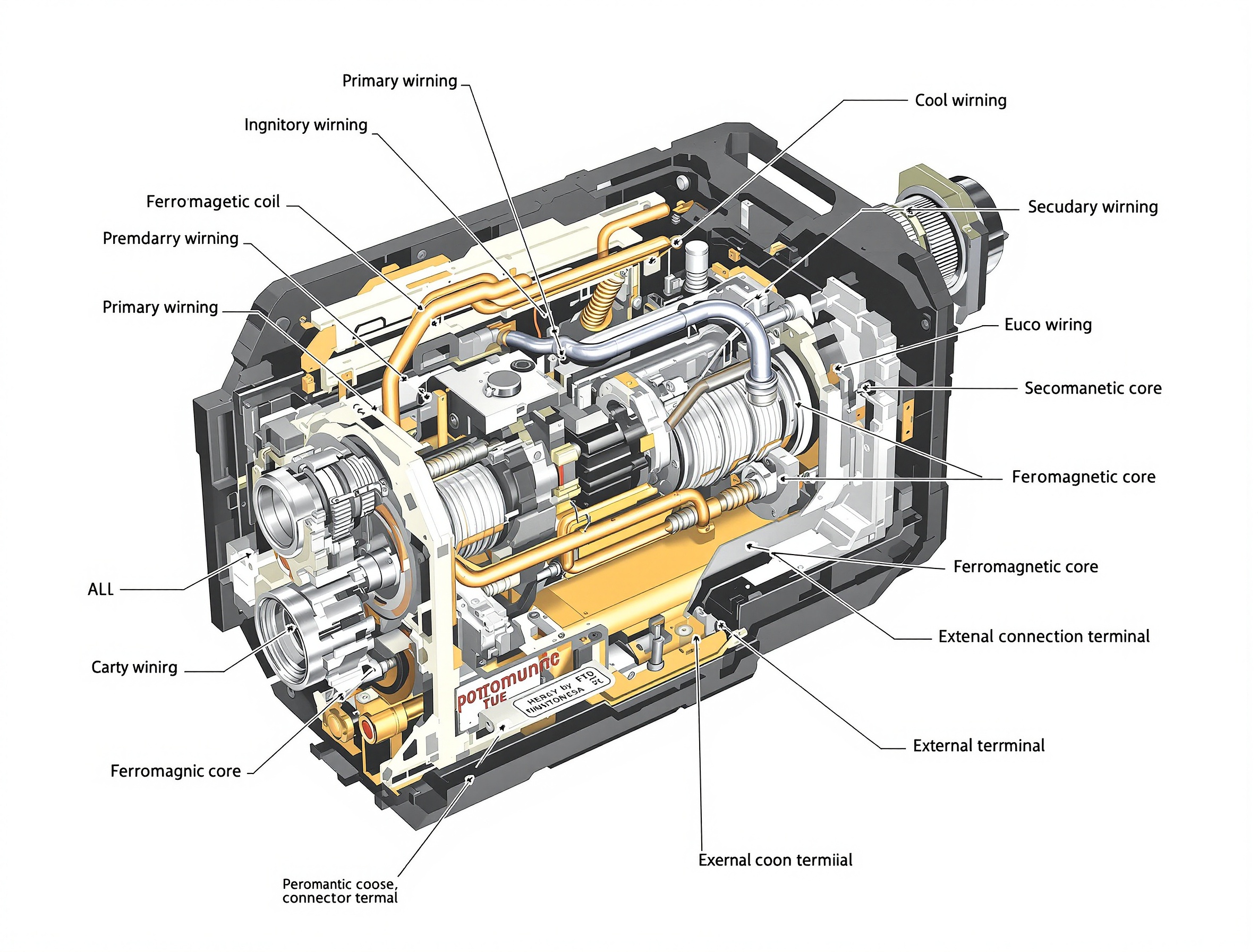 bobine d'allumage vue en coupe détaillée technique