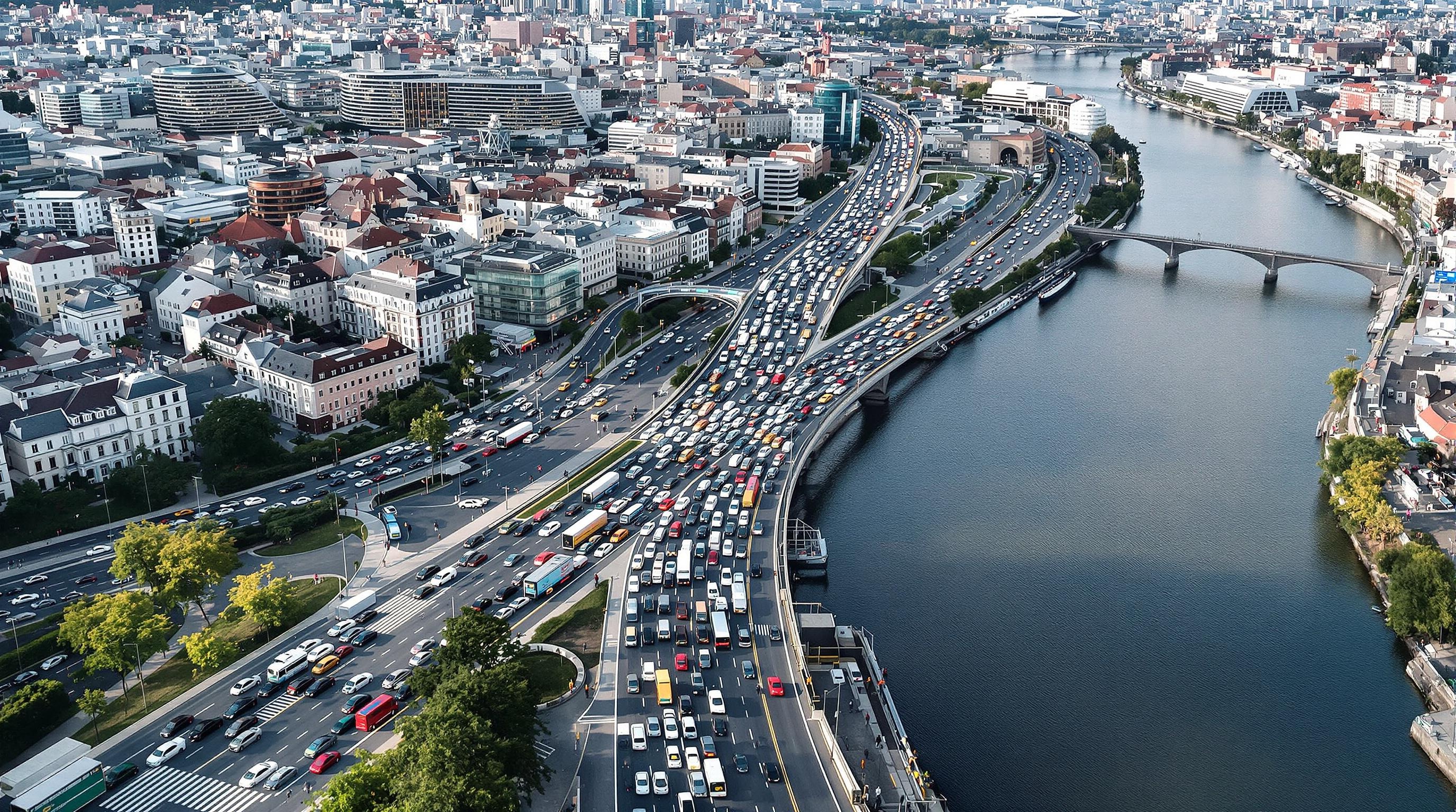 Vue aérienne de Bordeaux embouteillée en 2025