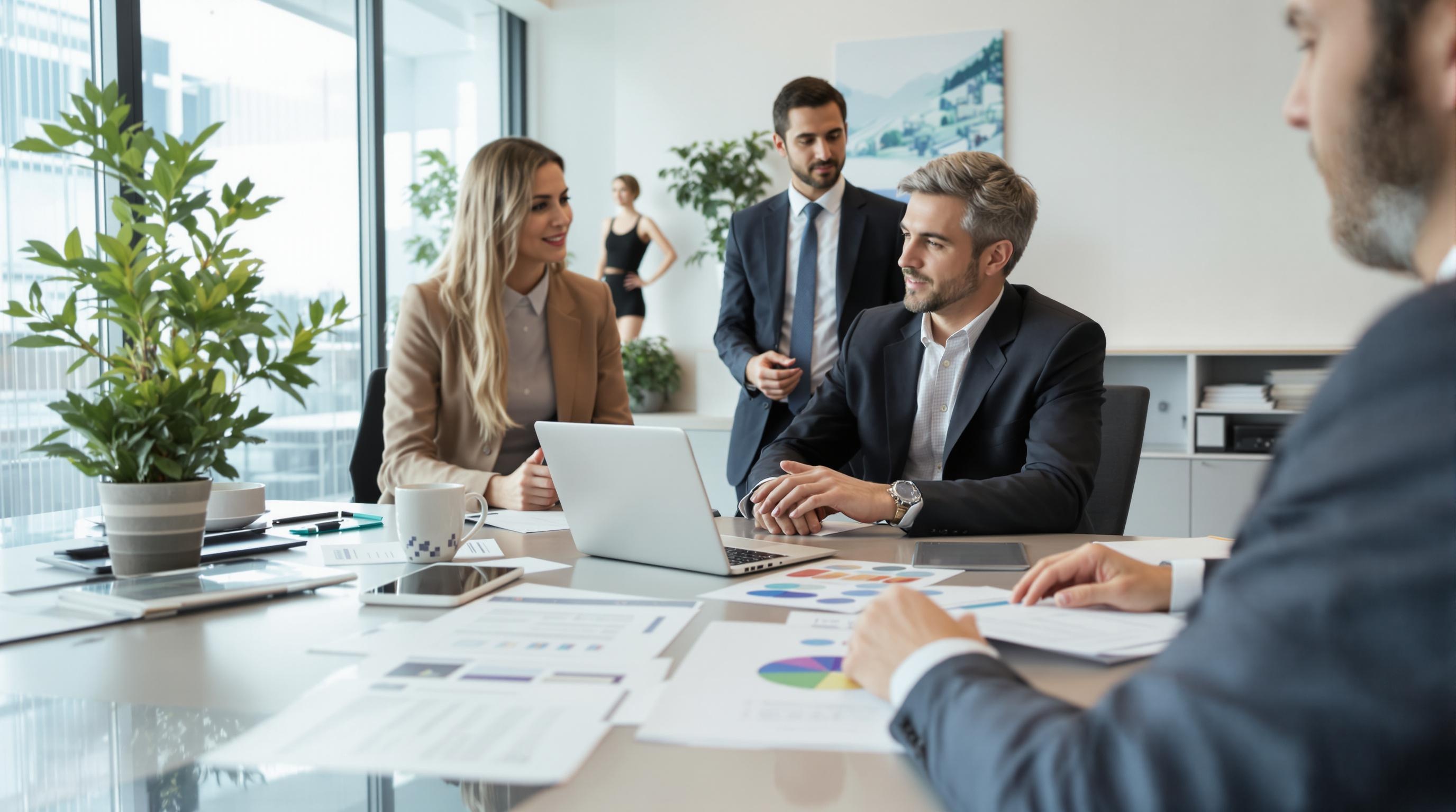 Un courtier en discussion dans un bureau moderne