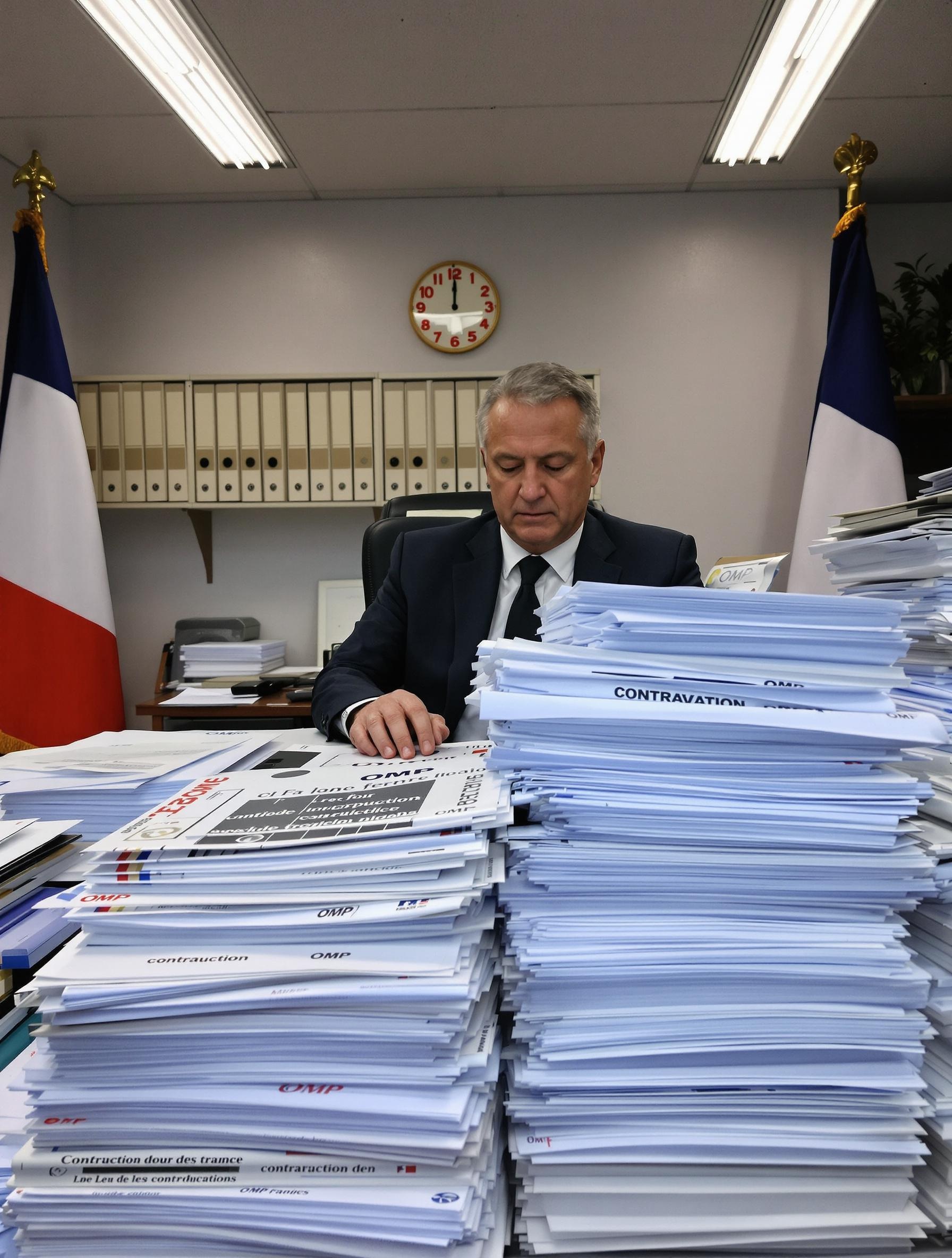 Bureau de l’Officier du Ministère Public avec tampons et dossiers