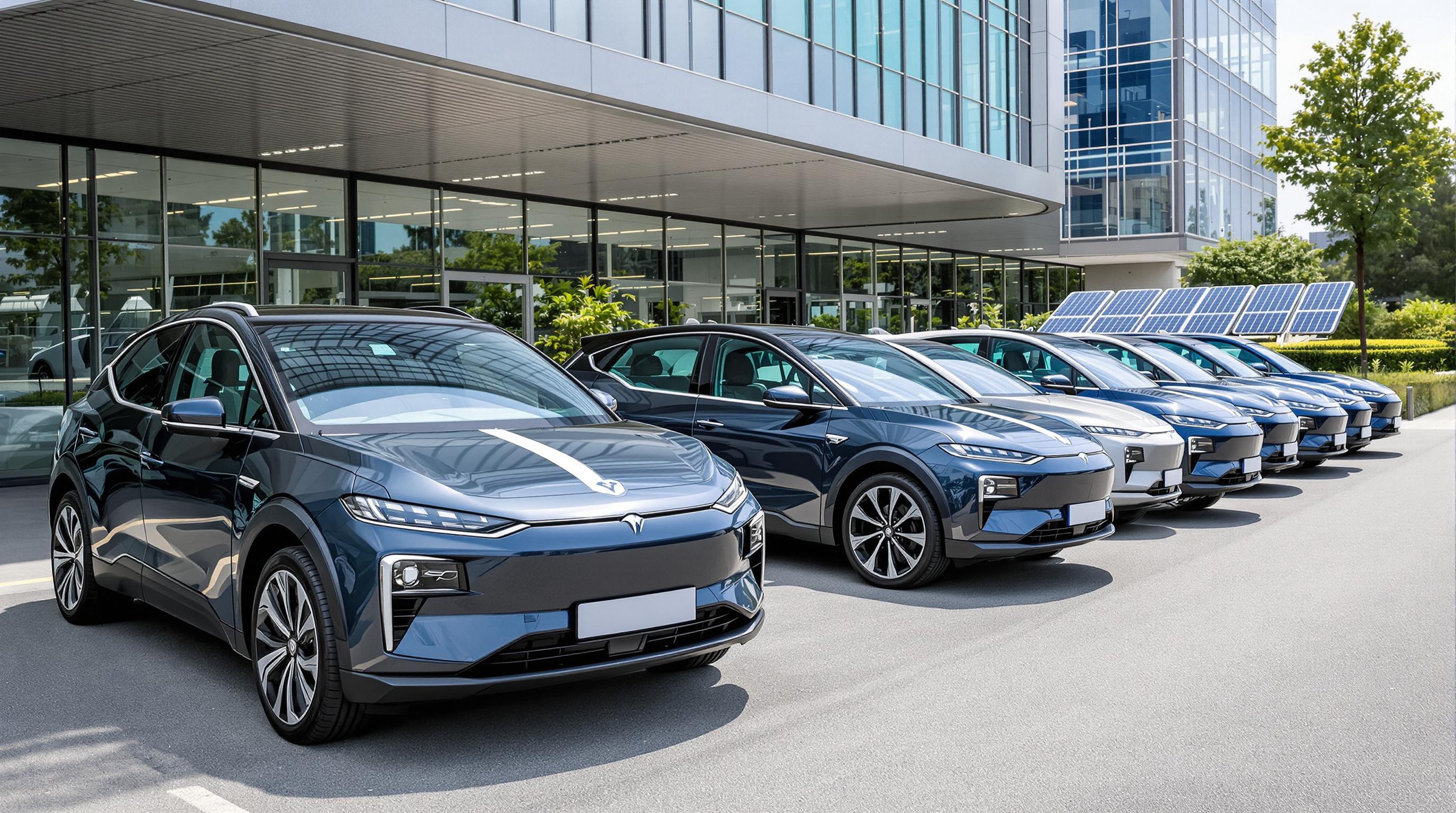 A sustainable fleet of electric vehicles in a corporate setting.