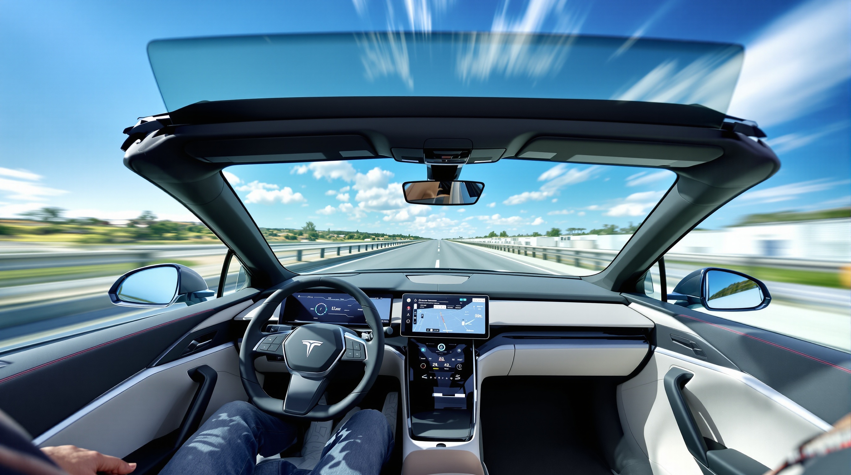 Cabriolet électrique moderne cockpit virtuel accélération