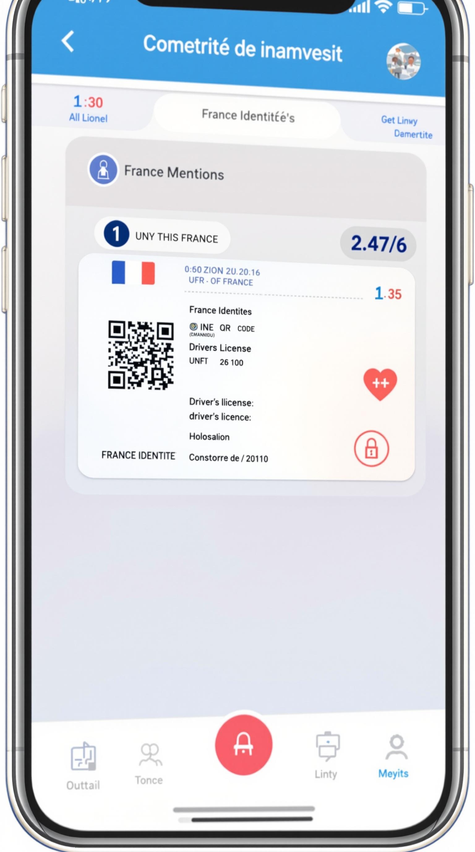 Détail de l'application France Identité avec permis numérique et QR code de sécurité