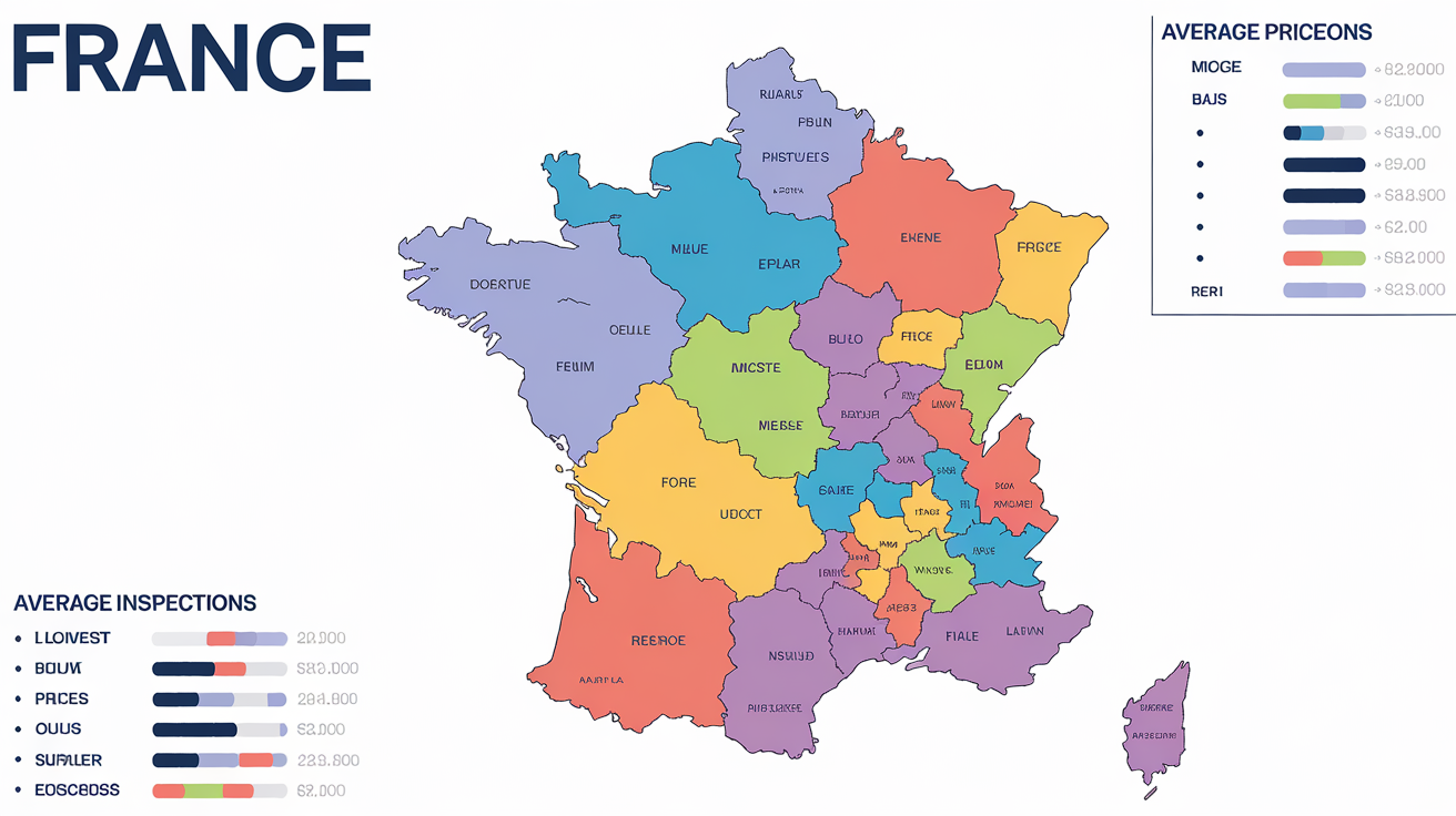 Carte des prix moyens du contrôle technique en France