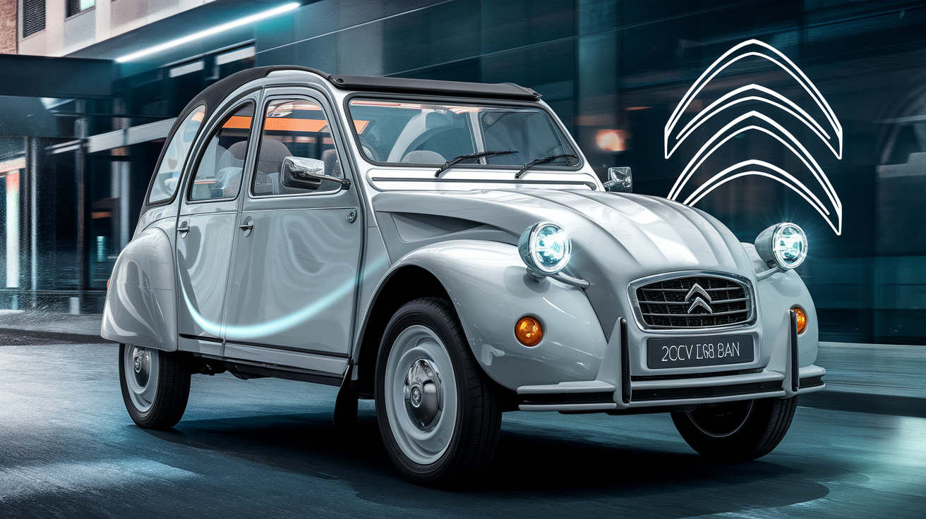 Citroën 2CV moderne version électrique capote souple urbaine néo-rétro