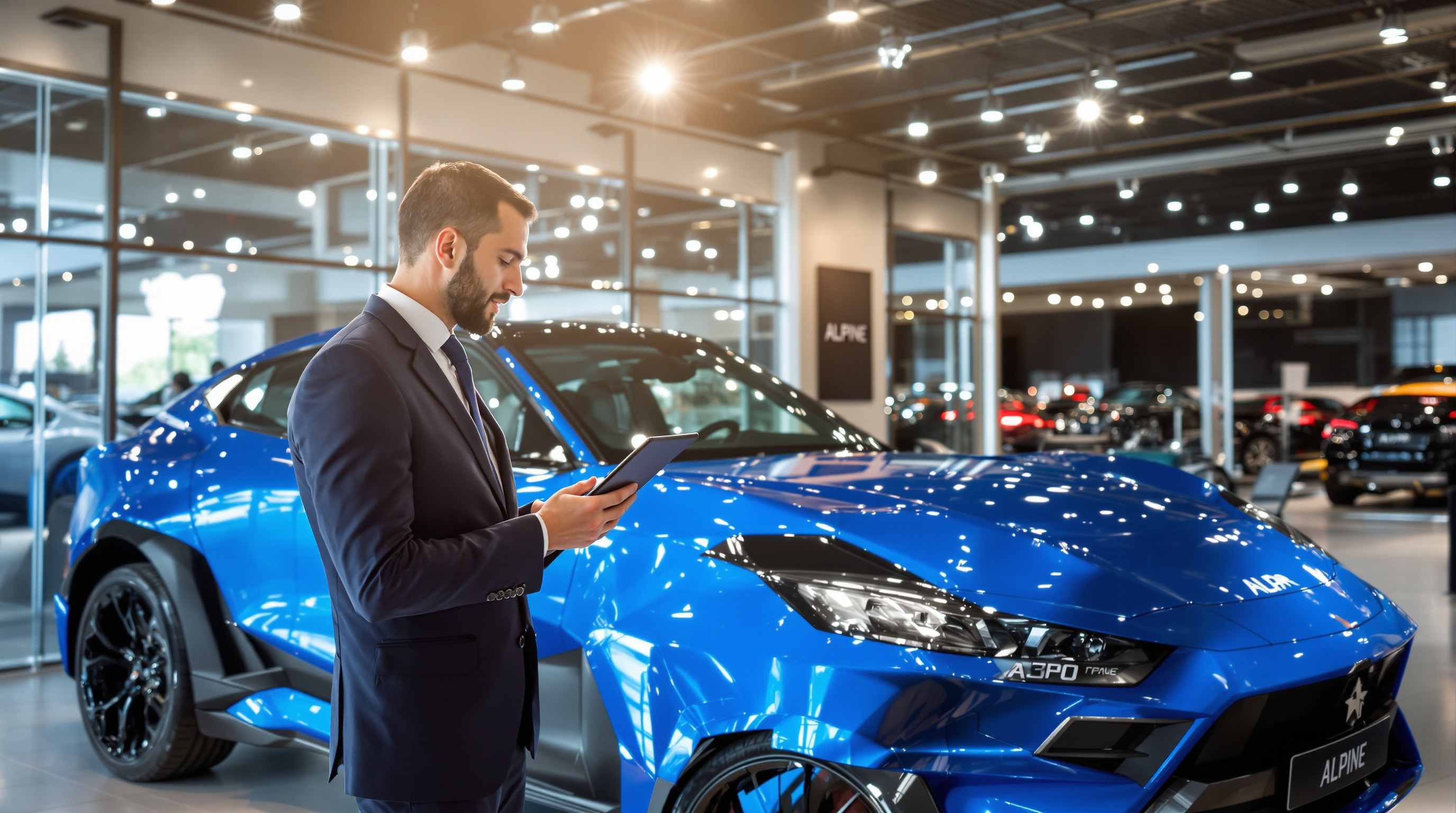 Client en concession Alpine commandant une A390 sur tablette