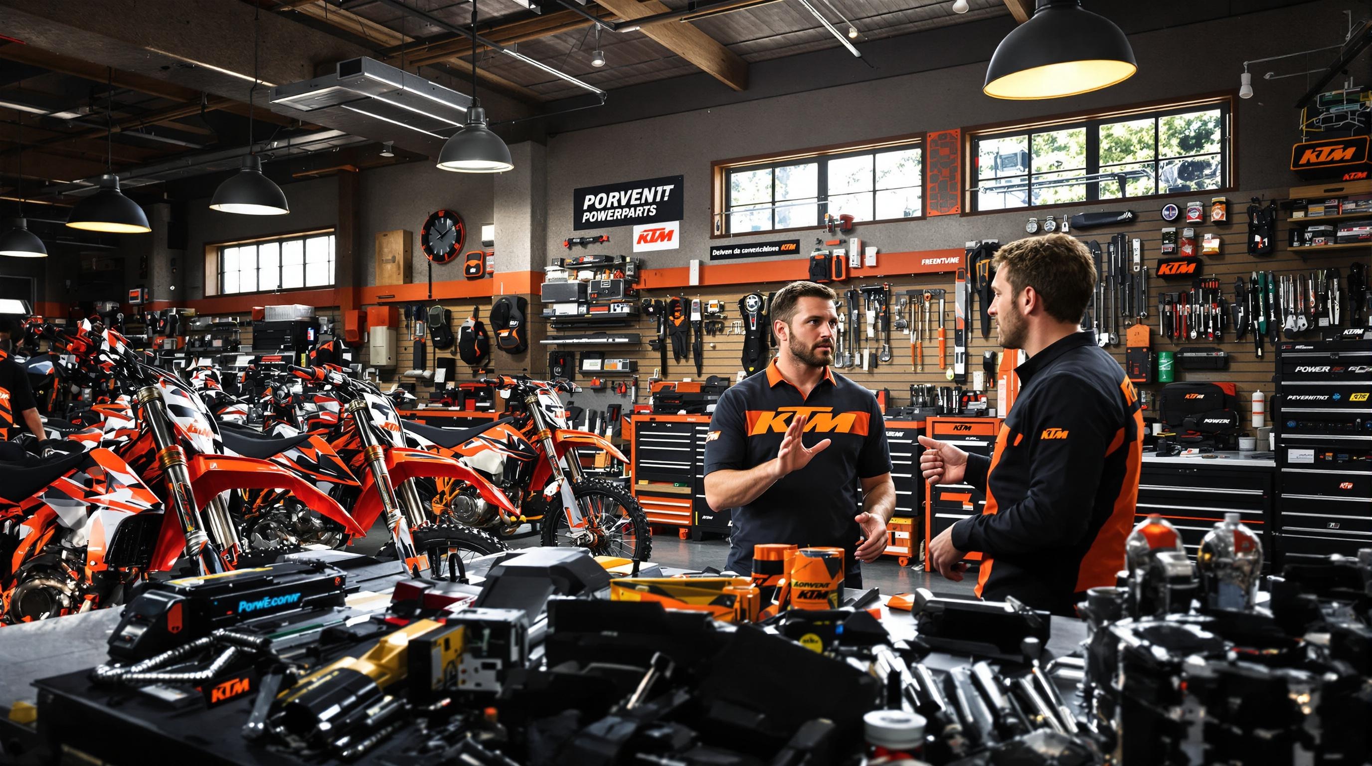 Négociation client KTM Powerparts accessoires atelier