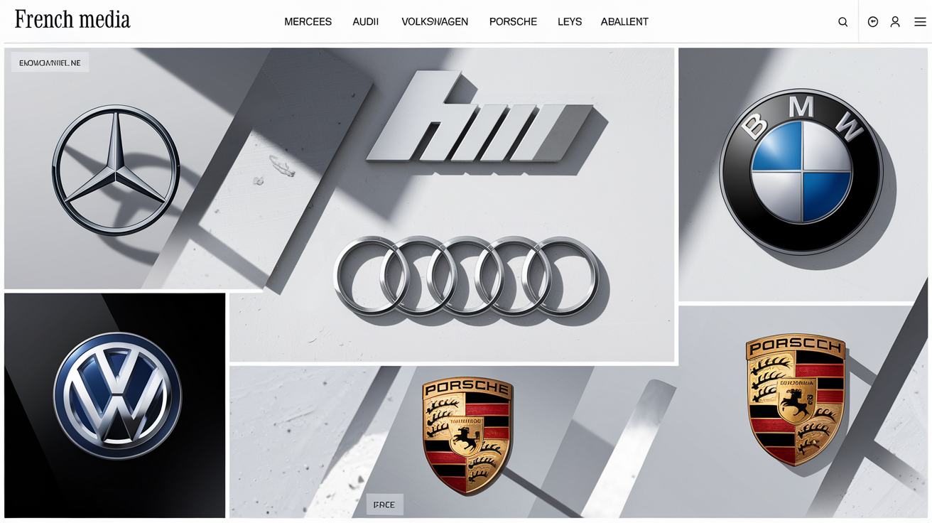 Logos des marques allemandes Mercedes-Benz, BMW, Audi, Volkswagen, Porsche et Opel
