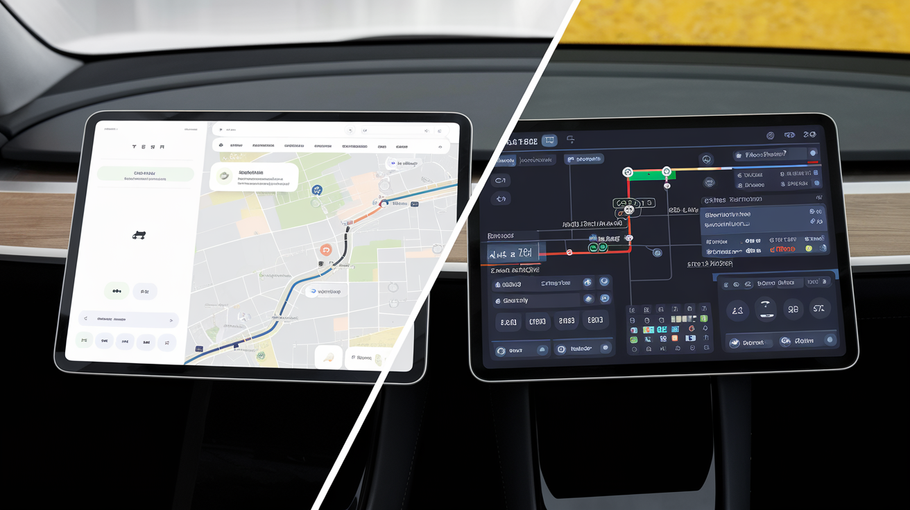 Comparaison entre les interfaces du planificateur Tesla et ABRP
