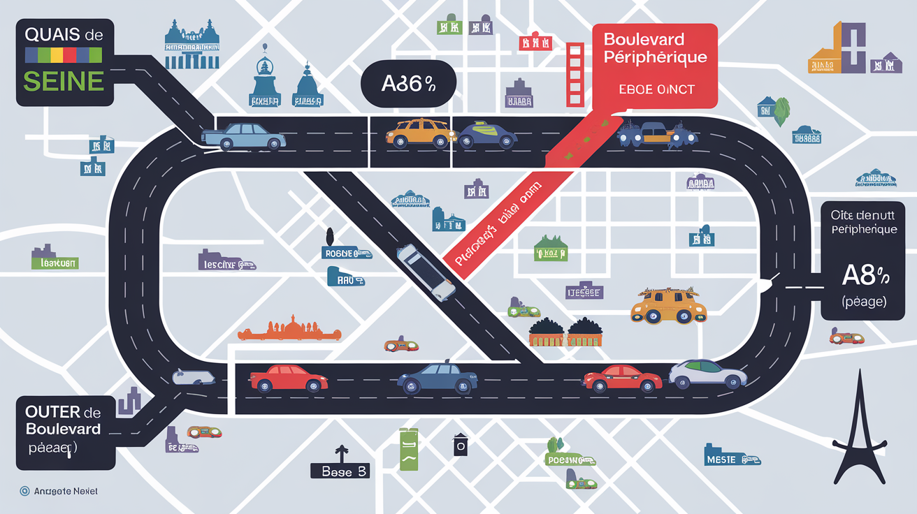 carte comparaison itinéraires alternatifs périphérique parisien