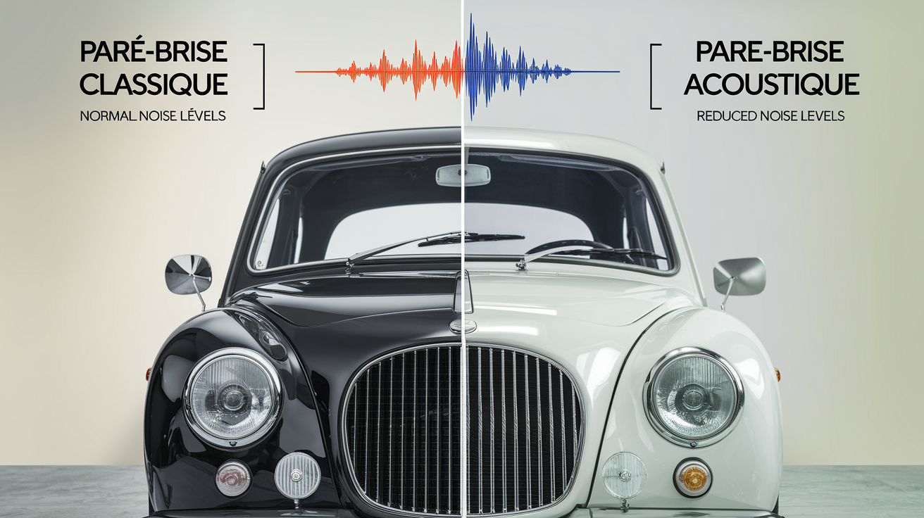 Comparaison entre un pare-brise classique et un pare-brise acoustique.