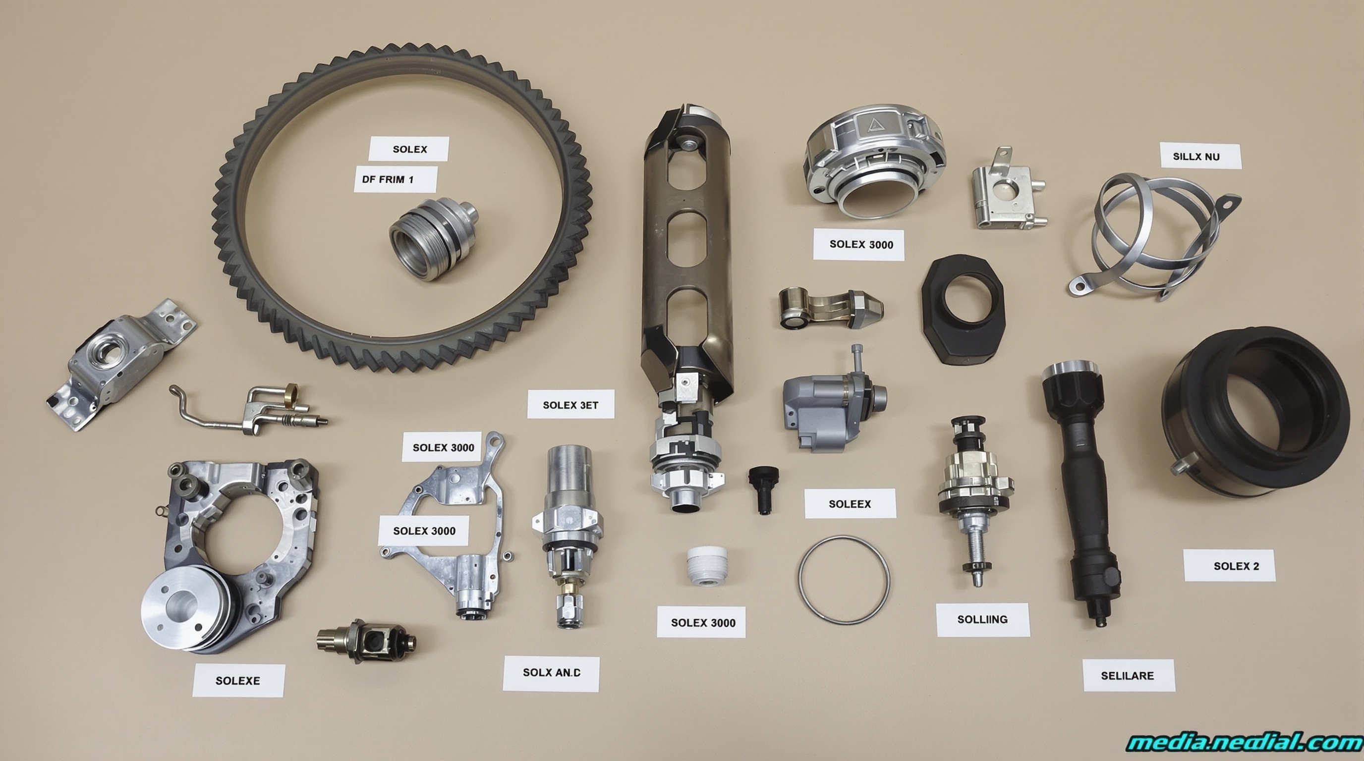 Comparaison visuelle de différentes pièces détachées pour les modèles Solex 3800 et 5000, mettant en évidence leurs spécificités.