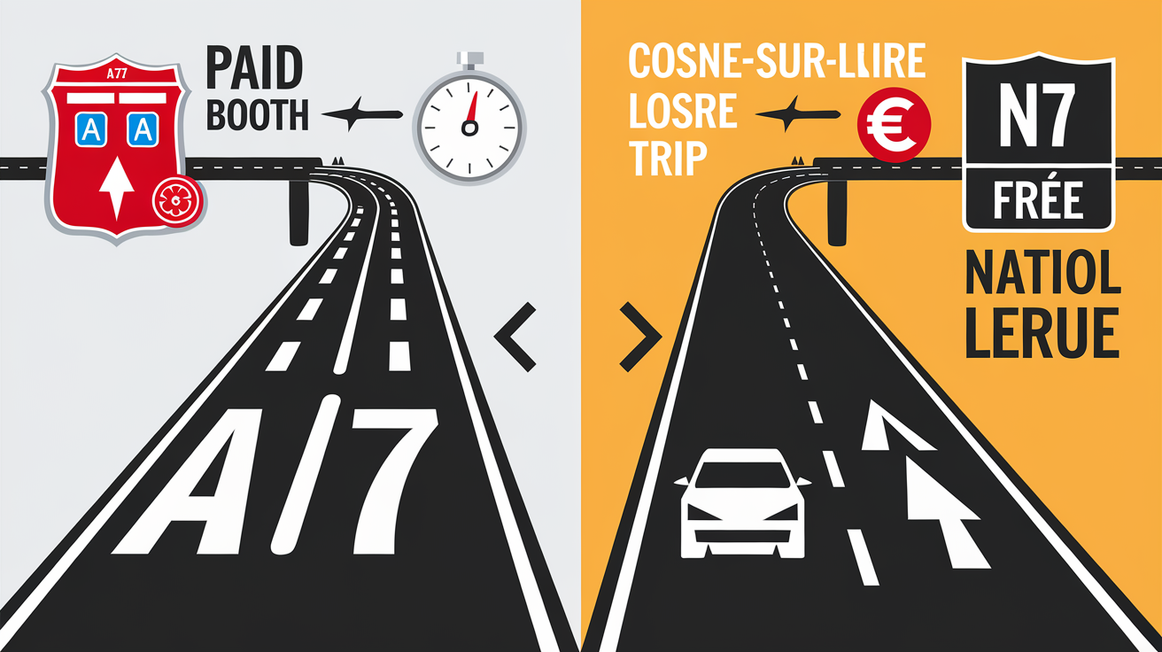 Comparatif visuel A77 contre N7 Paris-Cosne-sur-Loire