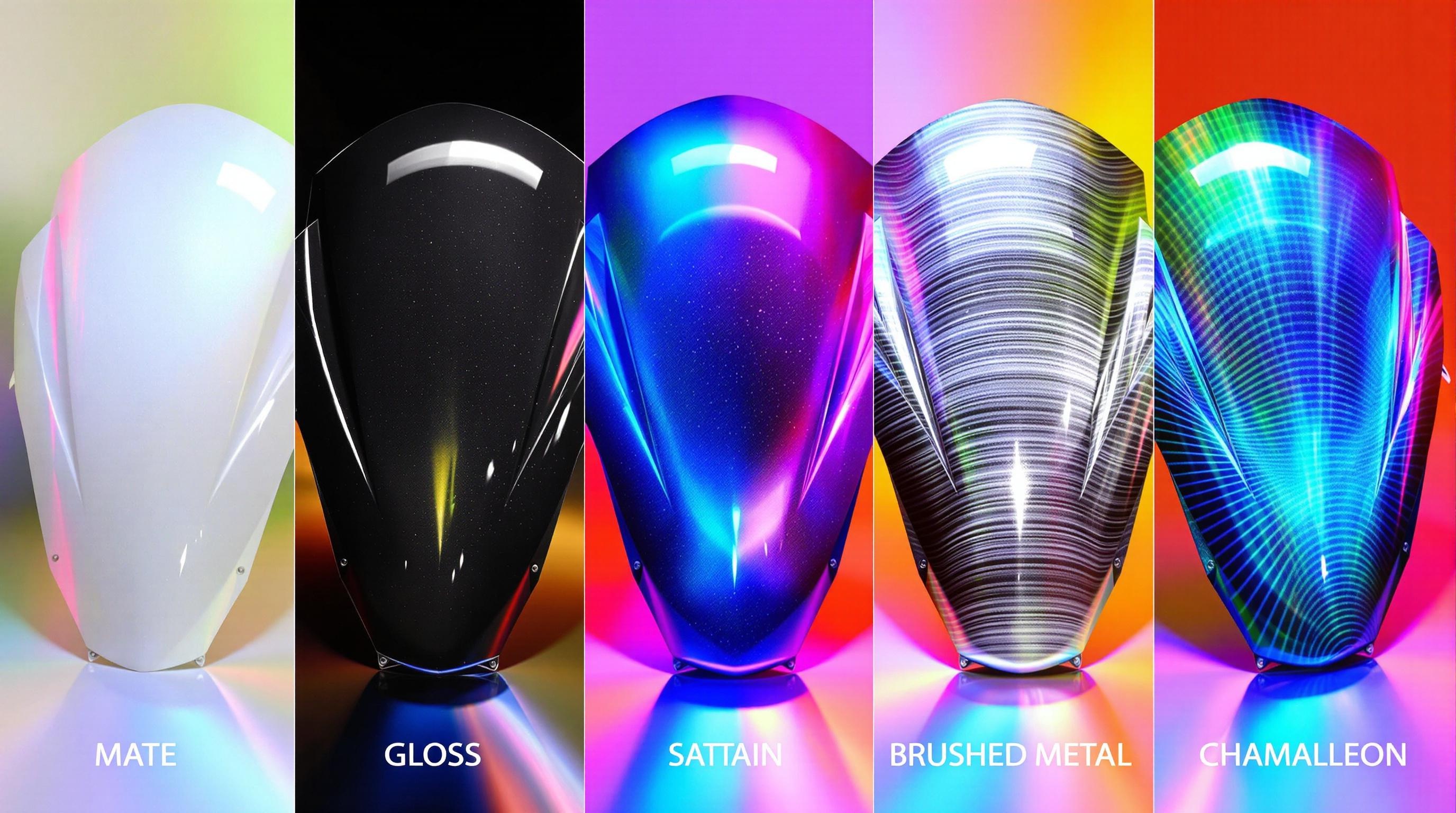 Comparatif visuel des cinq finitions covering moto haut de gamme