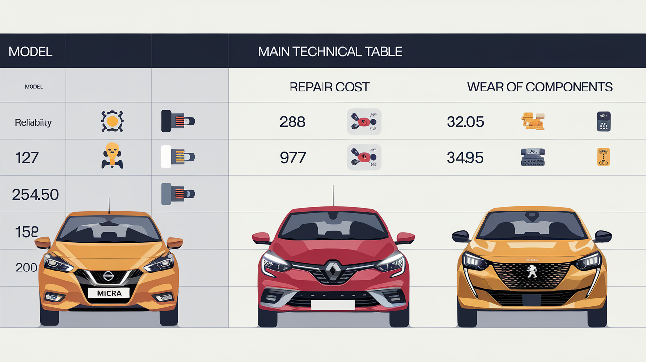 Tableau comparatif Nissan Micra Renault Clio Peugeot 208