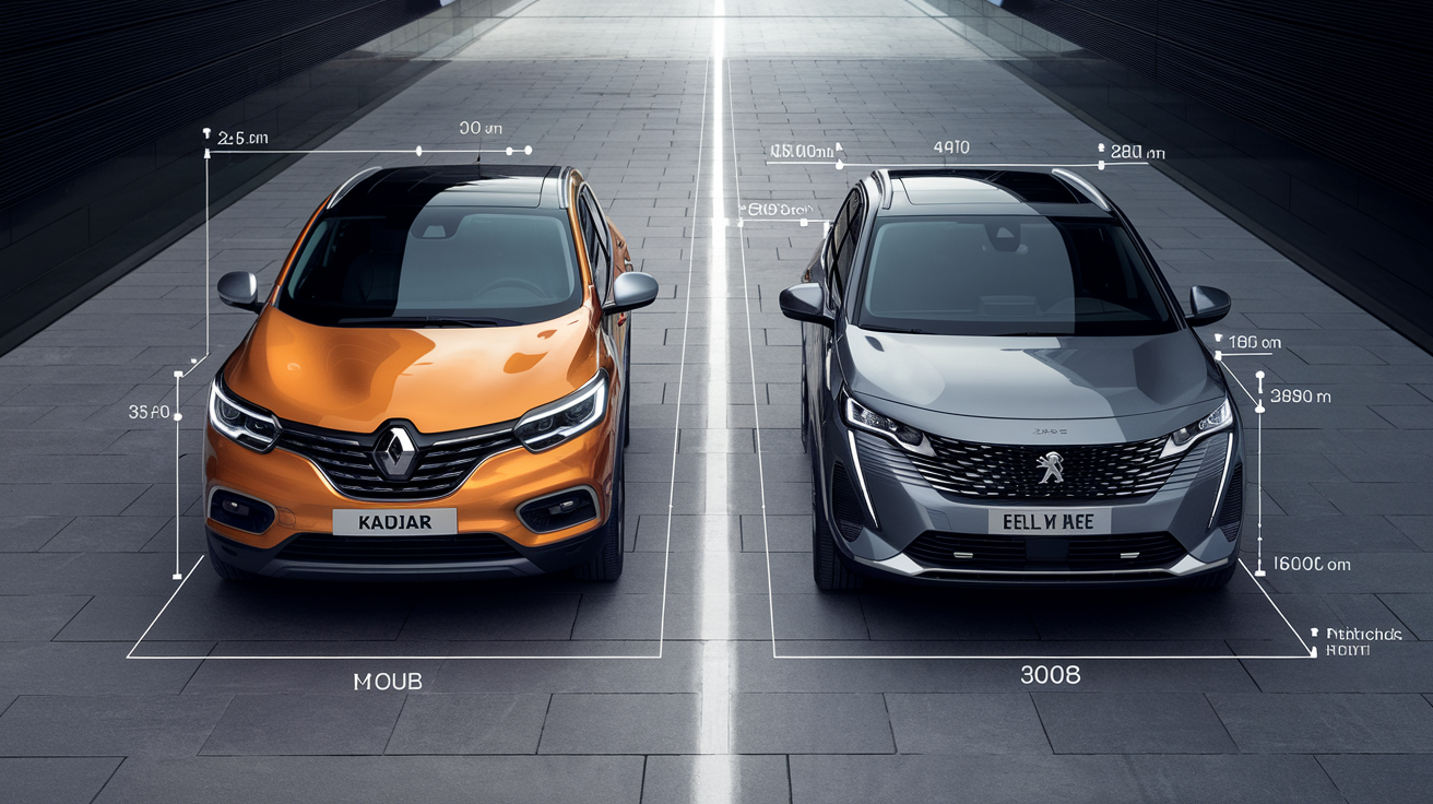 Comparatif dimensions Renault Kadjar Peugeot 3008
