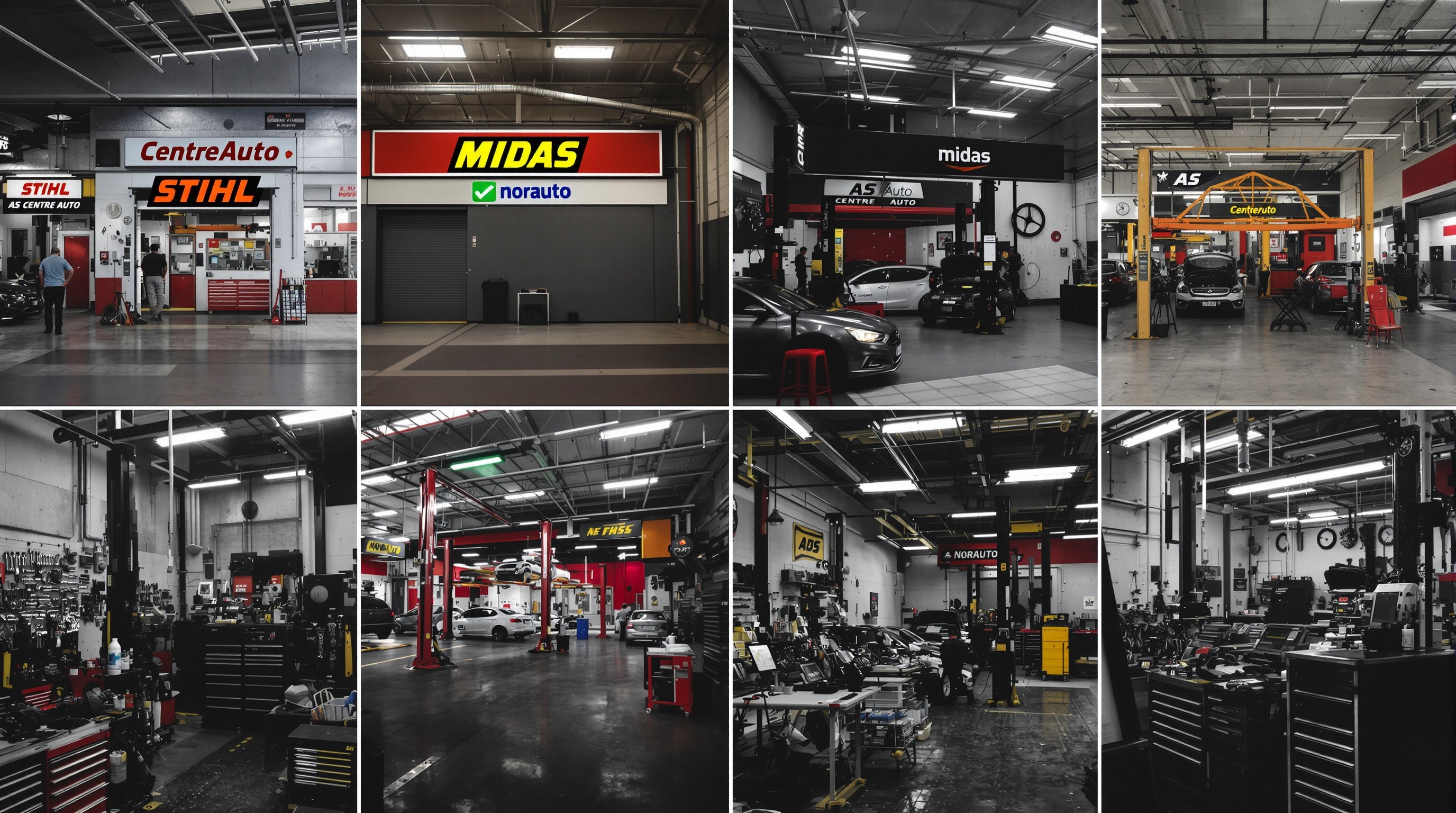 Comparatif visuel garages auto Bastia style brutaliste