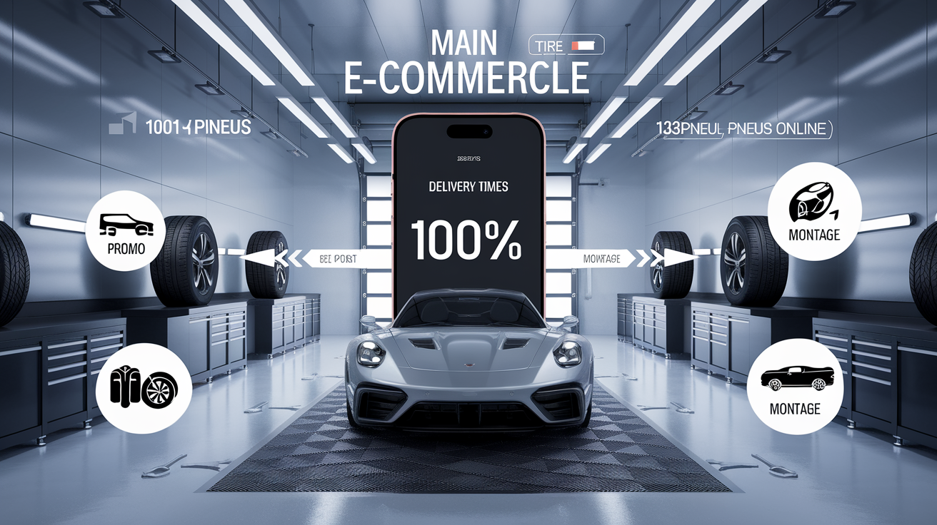 Comparatif visuel délais livraison promo frais port montage pneus e-commerce France