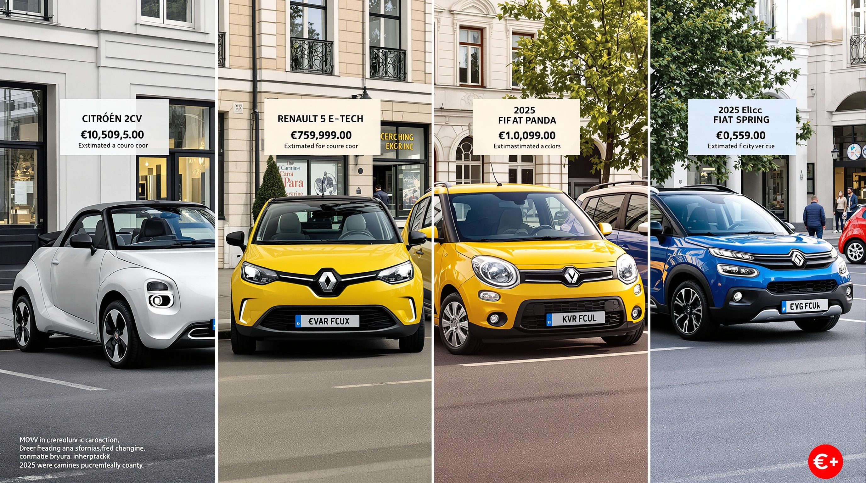 Comparatif visuel Citroën 2CV moderne vs concurrentes urbaines électriques