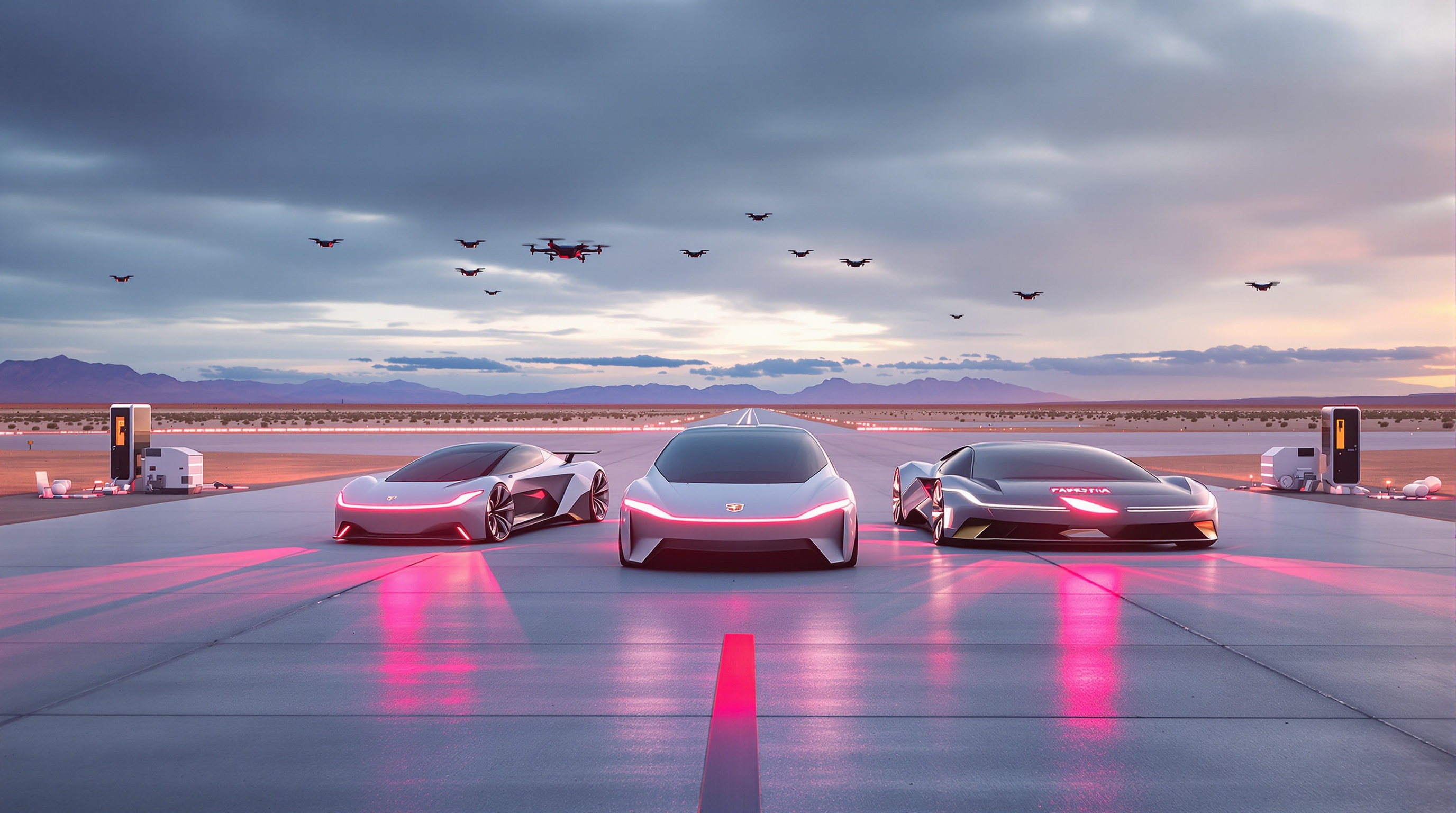 concept-cars électriques américains piste désertique innovation futuriste