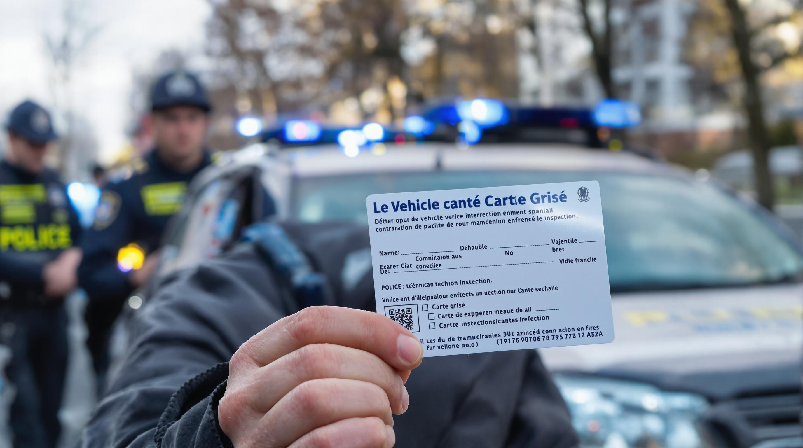Conducteur anticipant un contrôle de police avec sa carte grise en France