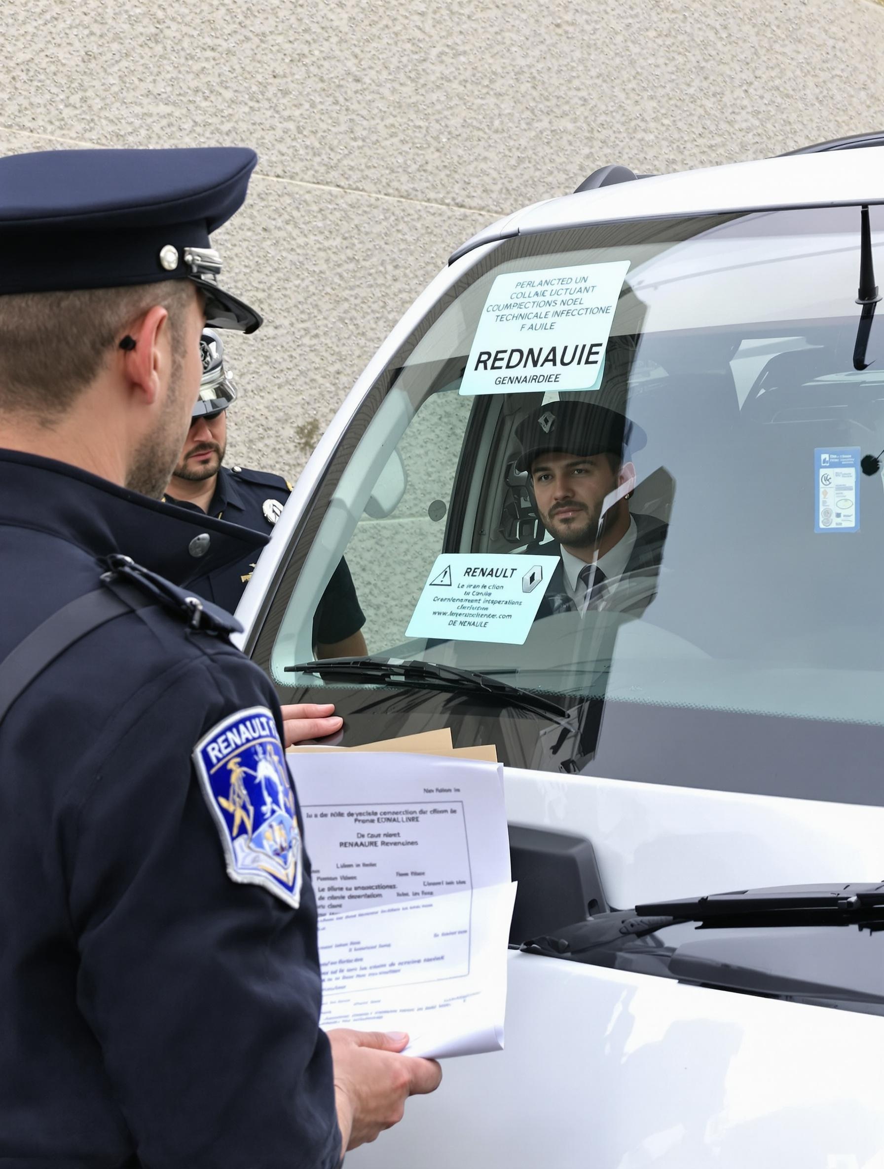 Conducteur expérimenté contrôle technique et papiers en règle devant un gendarme