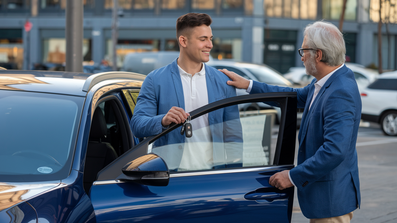 Un conducteur principal tenant les clés d'une voiture de société.