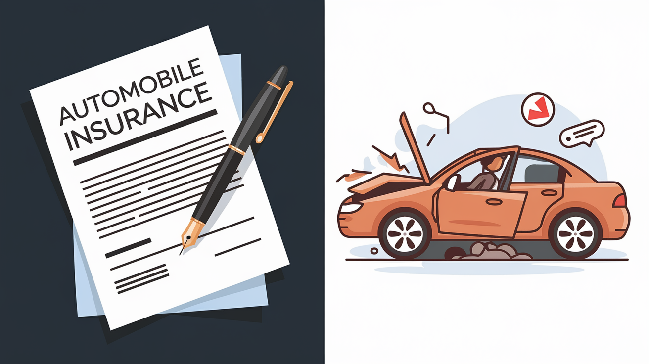 Un contrat d'assurance automobile avec un stylo posé dessus.