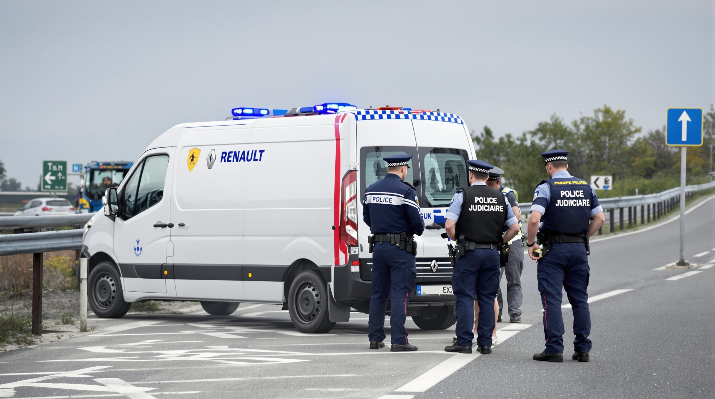 Contrôle routier effectué par la gendarmerie et la police judiciaire avec un véhicule Renault