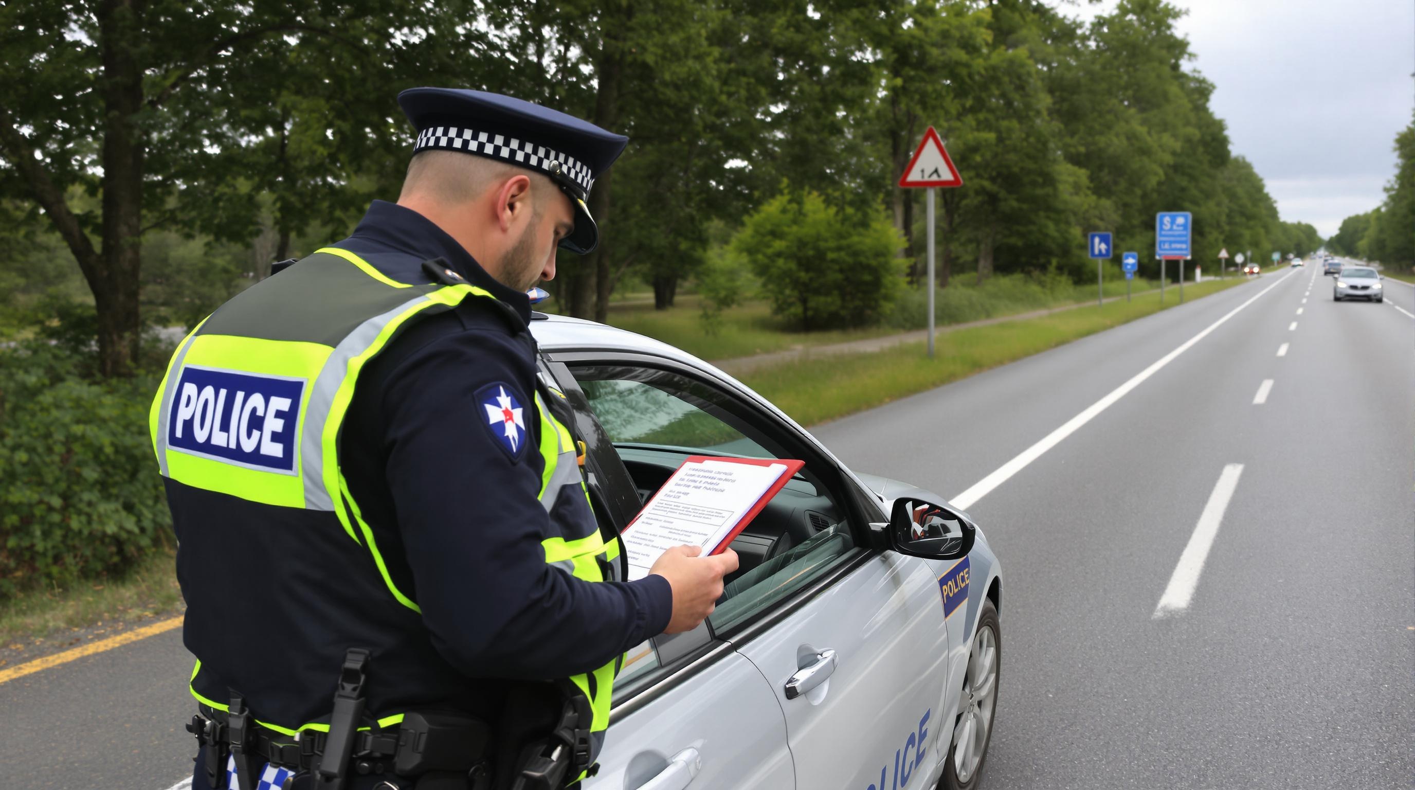 Voiture arrêtée par la police pour contrôle technique en France