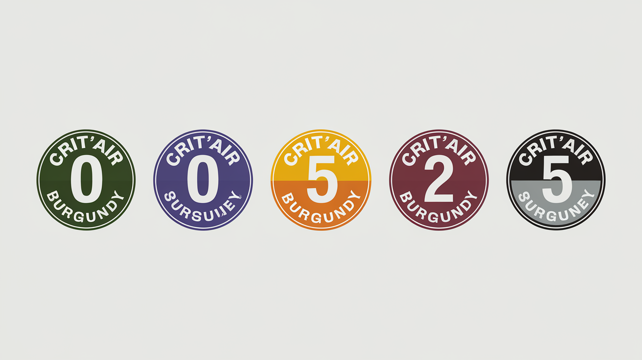 Vignettes Crit'Air et leur code couleur