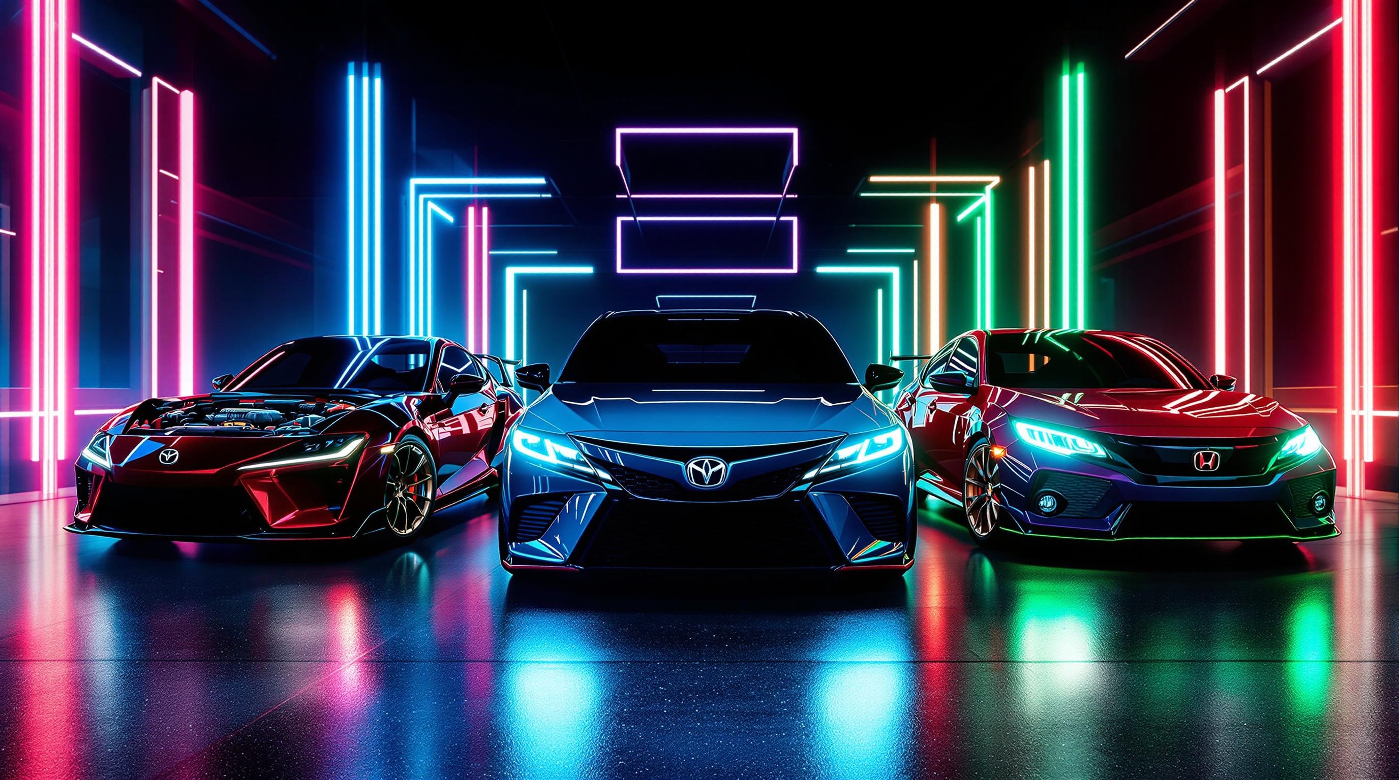 Duel entre la Mazda RX-7 Wankel, la Toyota Mirai et la Honda Civic Type R futuriste