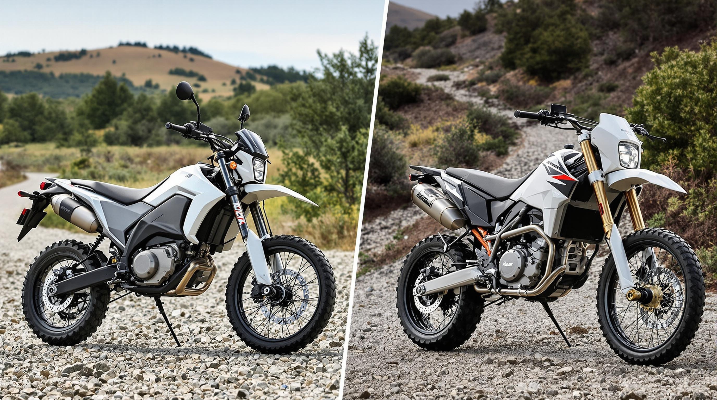 Comparison image of electric vs thermal motorcycles.