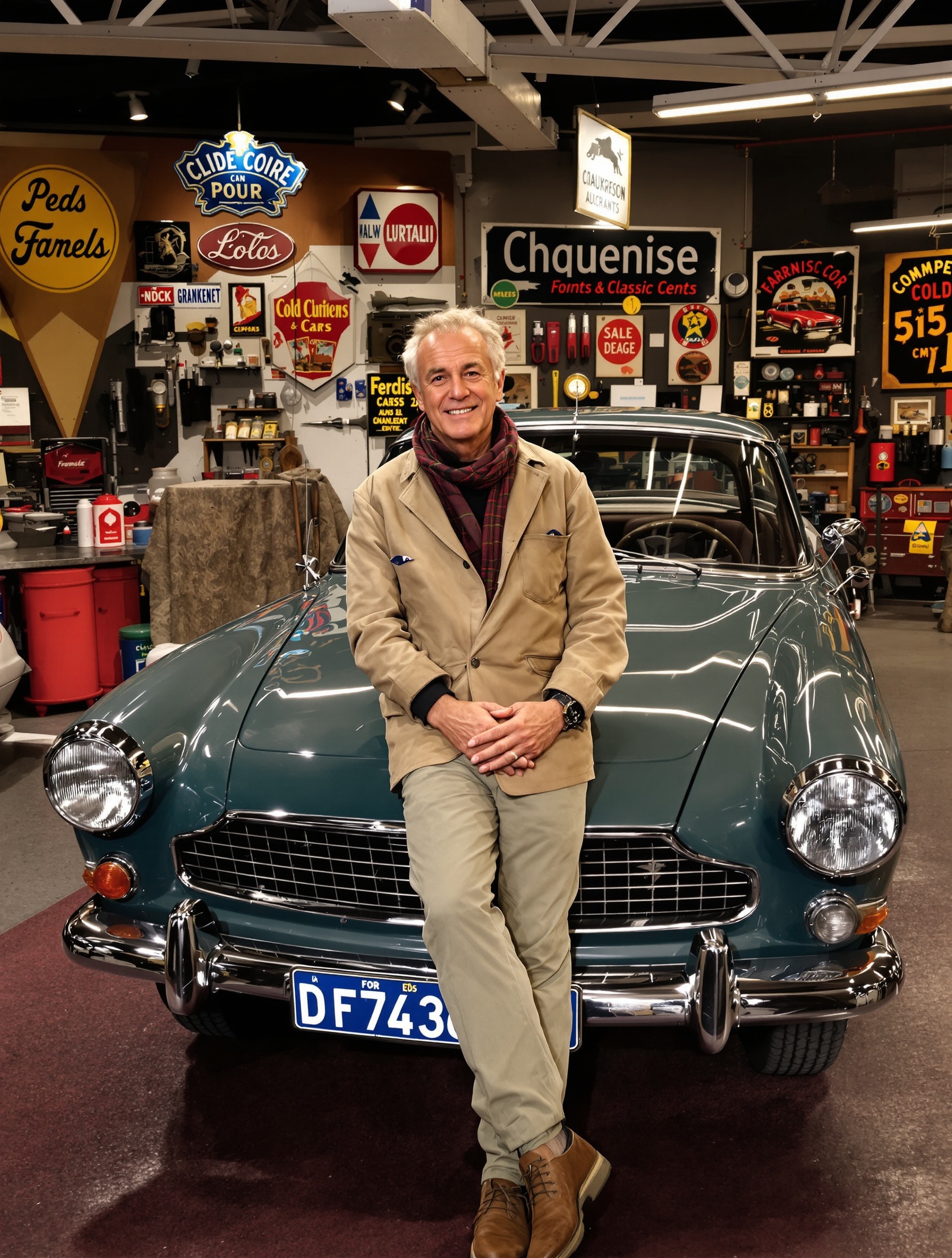 François Allain posant devant sa Peugeot 204 Coupé