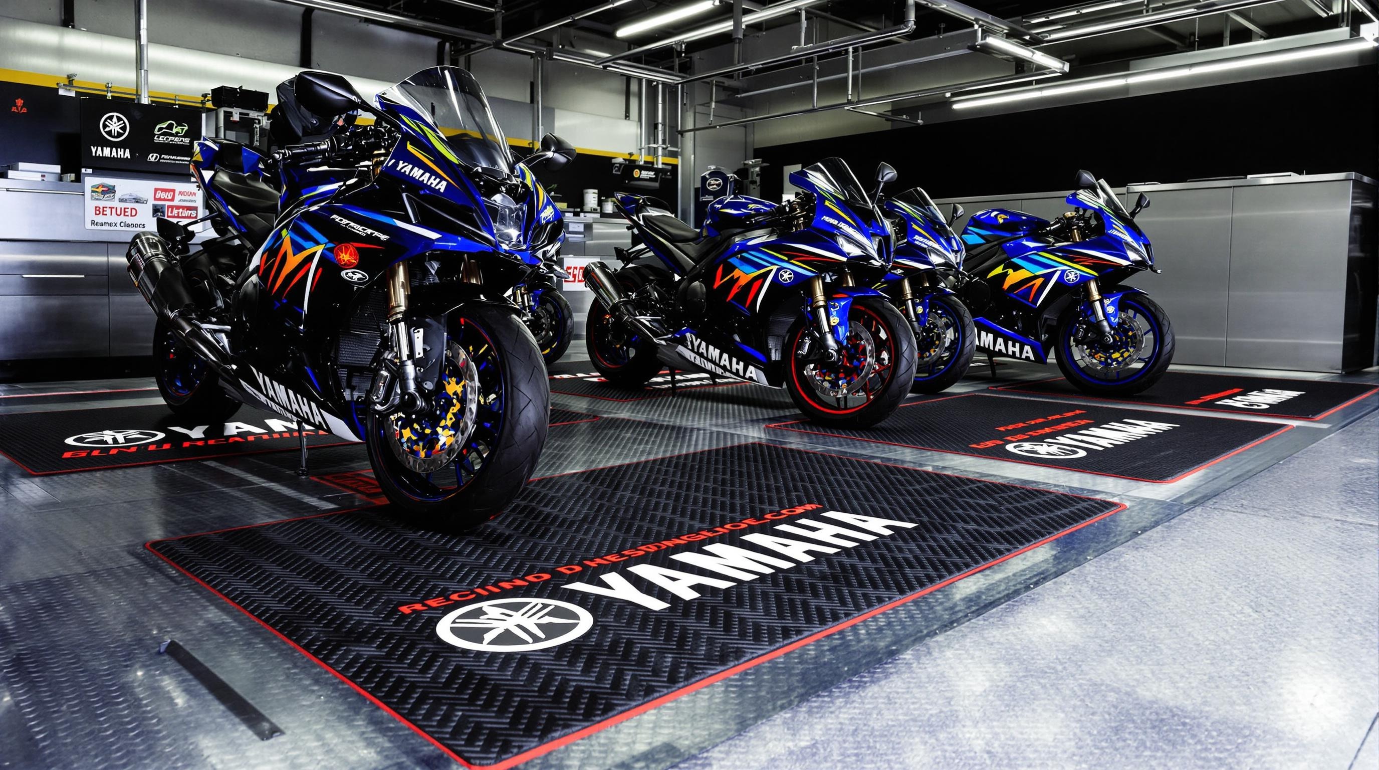 Tapis environnemental personnalisé Yamaha et racing avec bordures antidérapantes