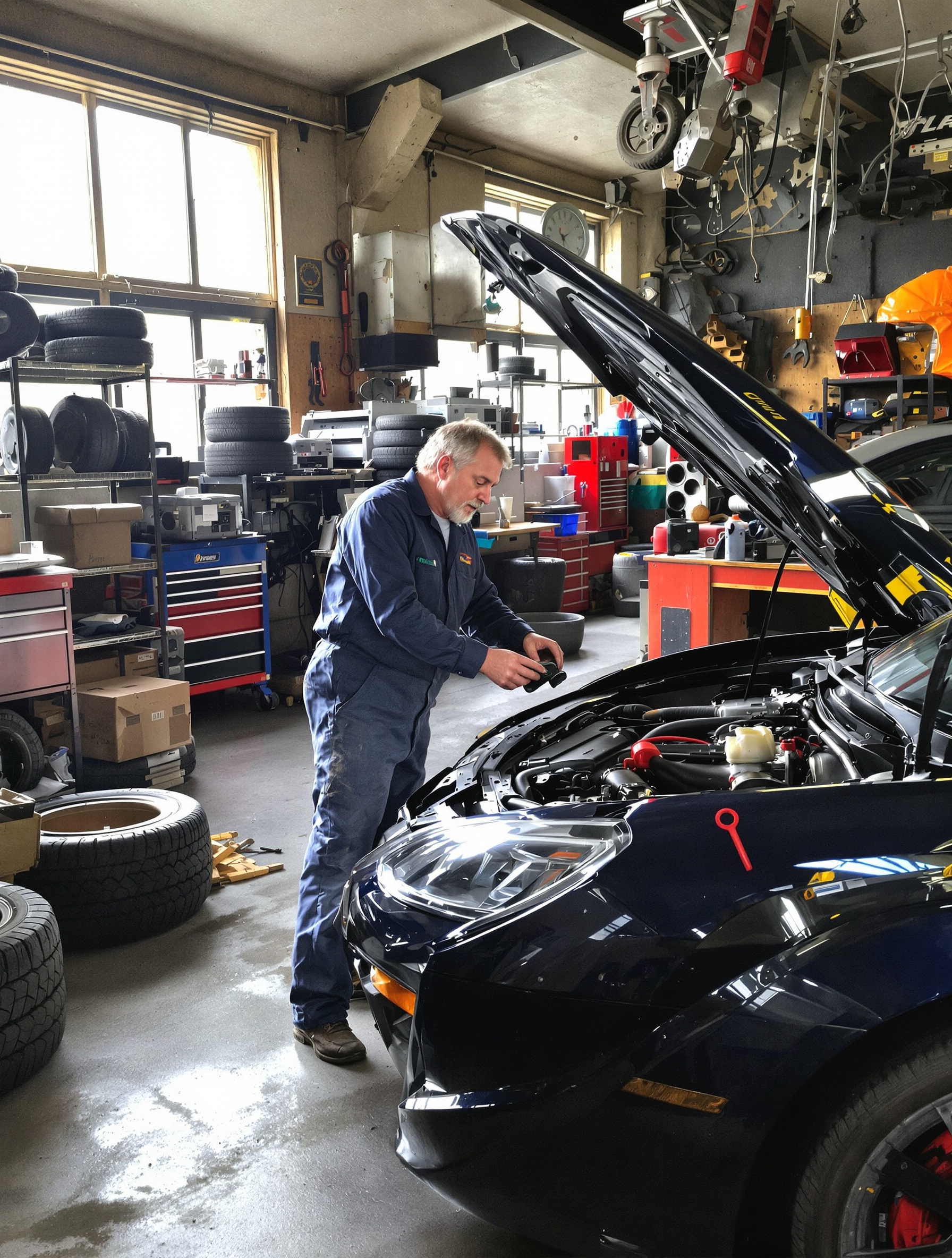 Garagiste expert à Gien diagnostiquant une sportive