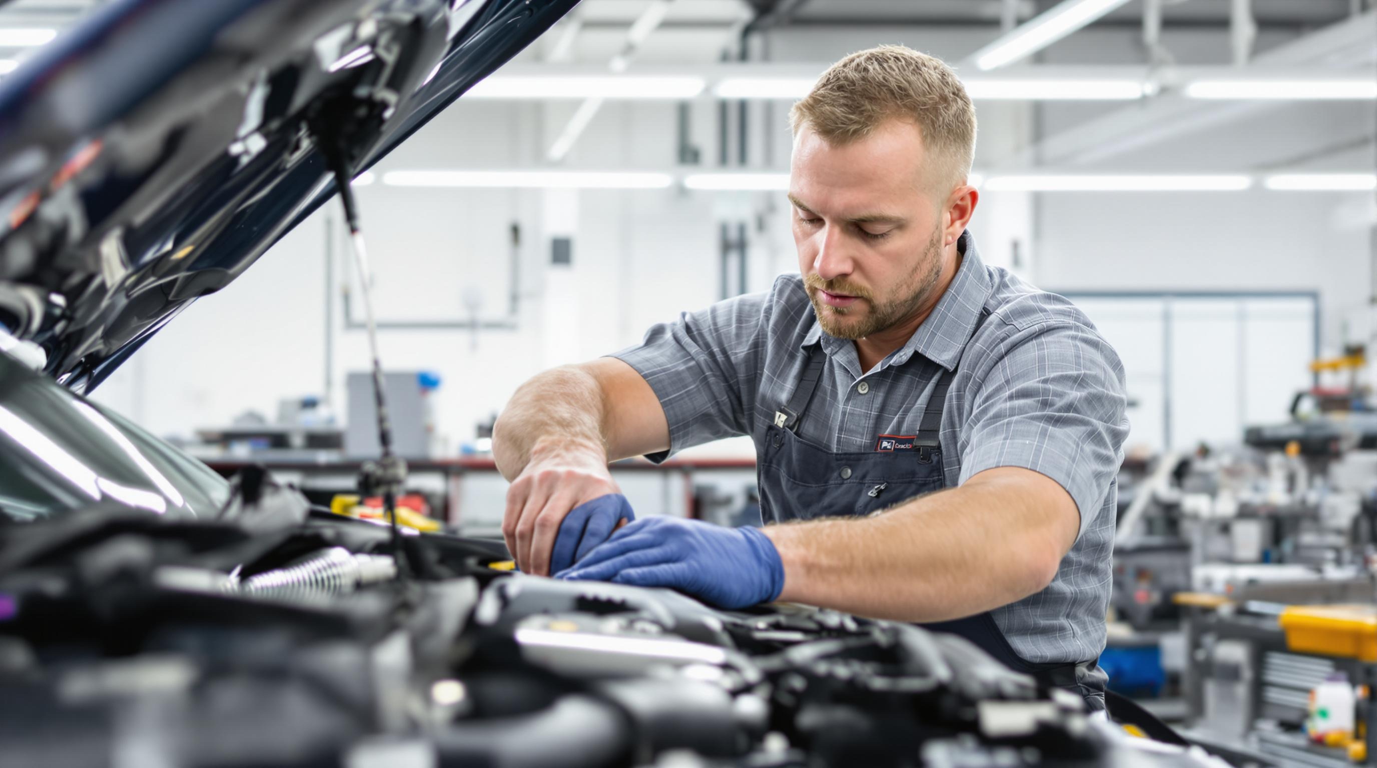 Garagiste indépendant travaillant sur une voiture dans son atelier