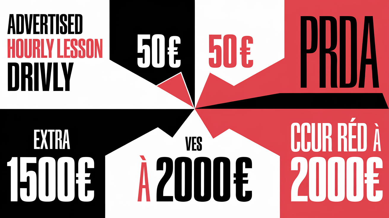 Graphique comparant le prix de l'heure de conduite et le coût total du permis