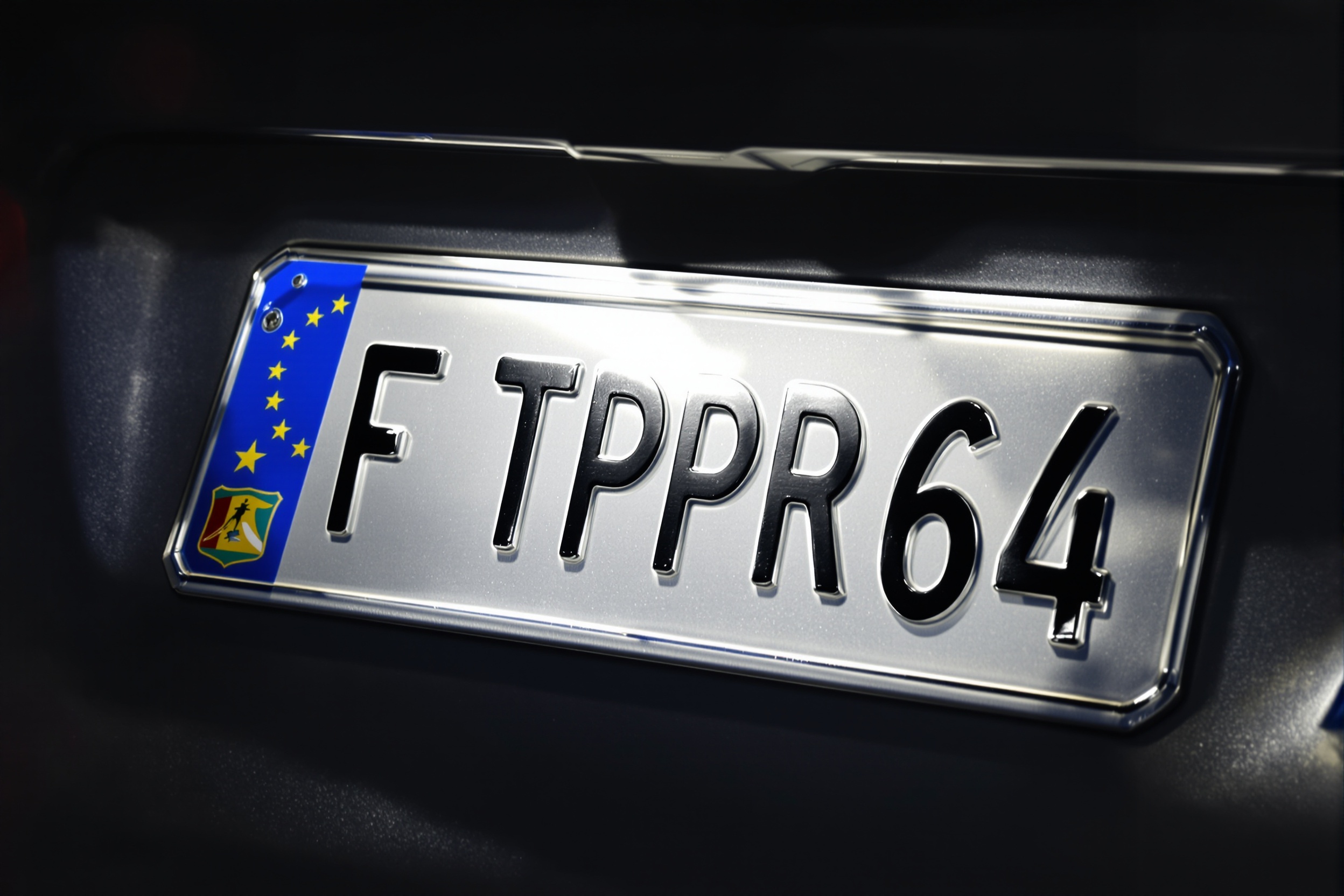 gros plan plaque immatriculation homologuée SIV France TPPR eurobande