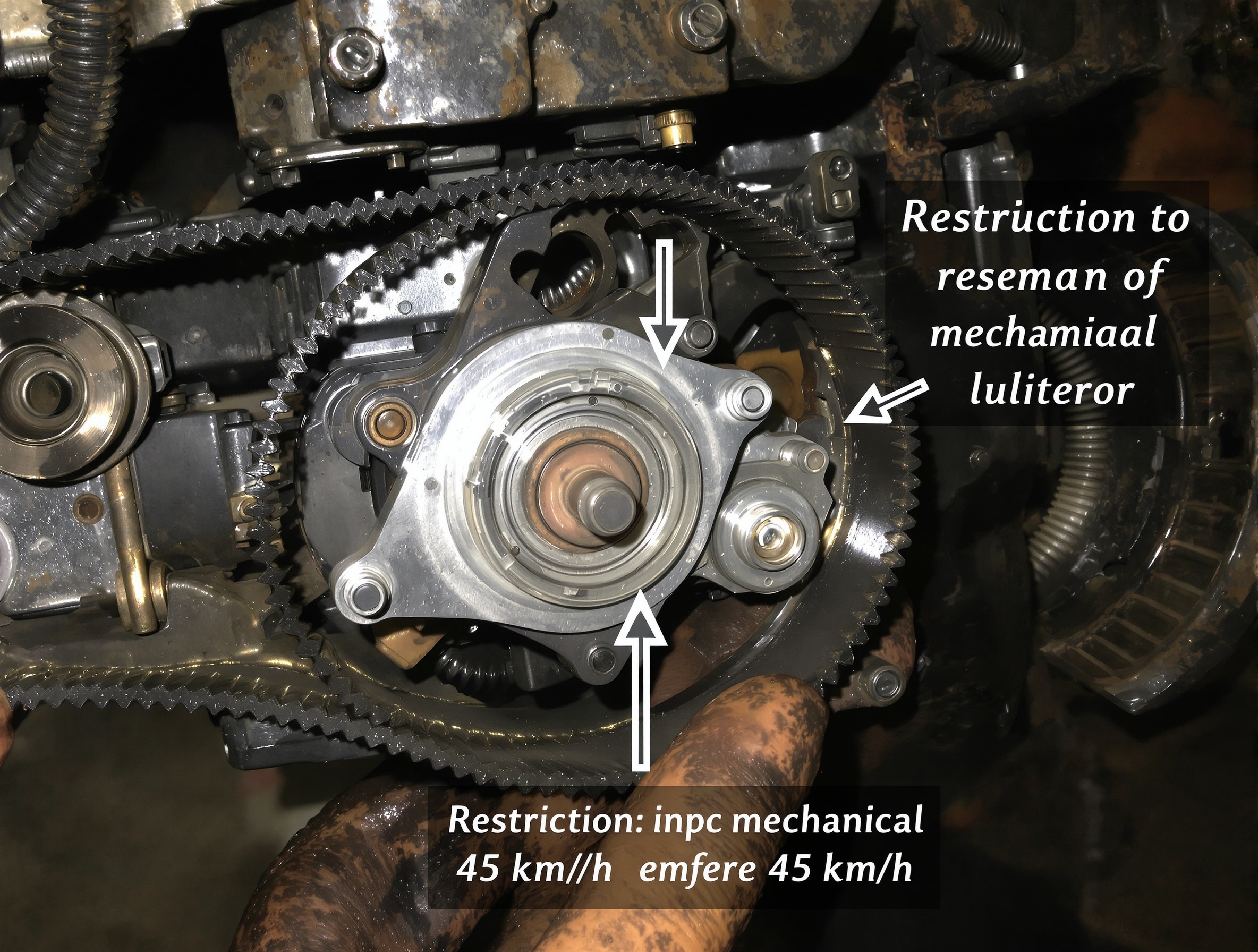 Gros plan sur variateur VSP avec rondelle bride et courroie