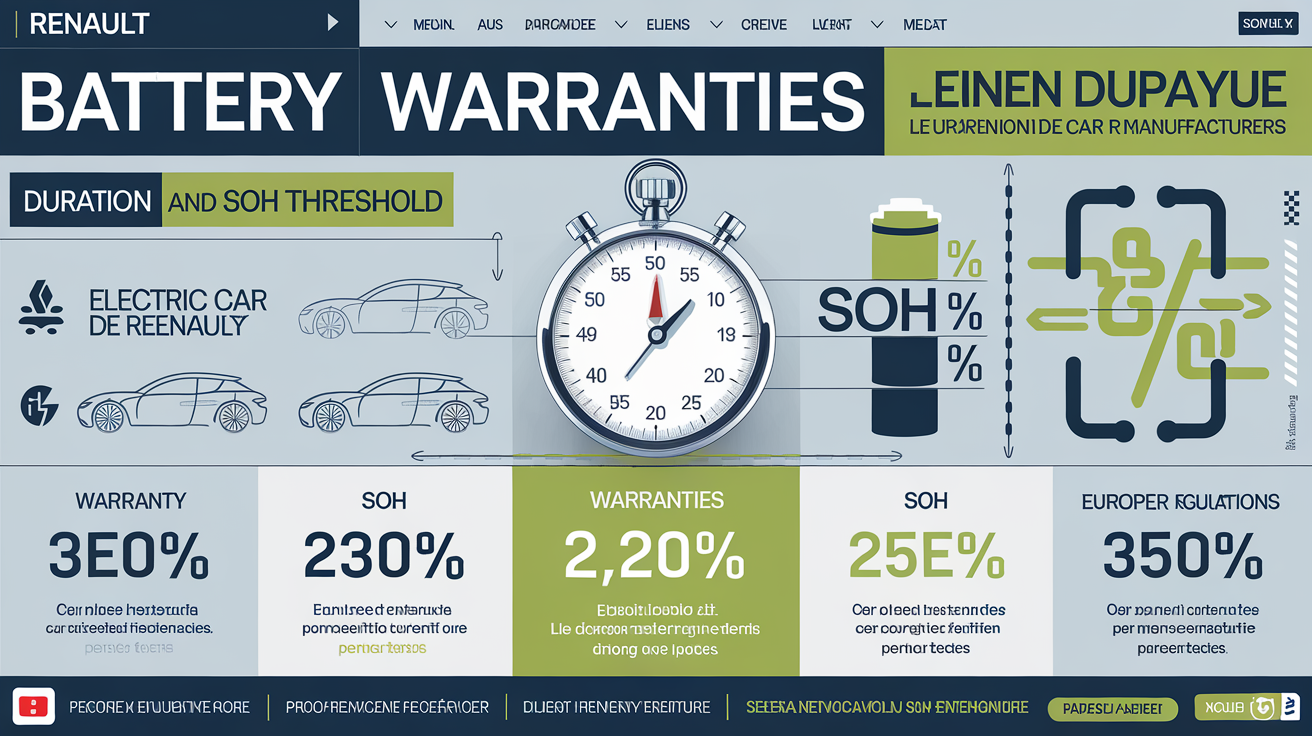 Infographie comparant les garanties des batteries électriques entre Renault et les normes de l'UE