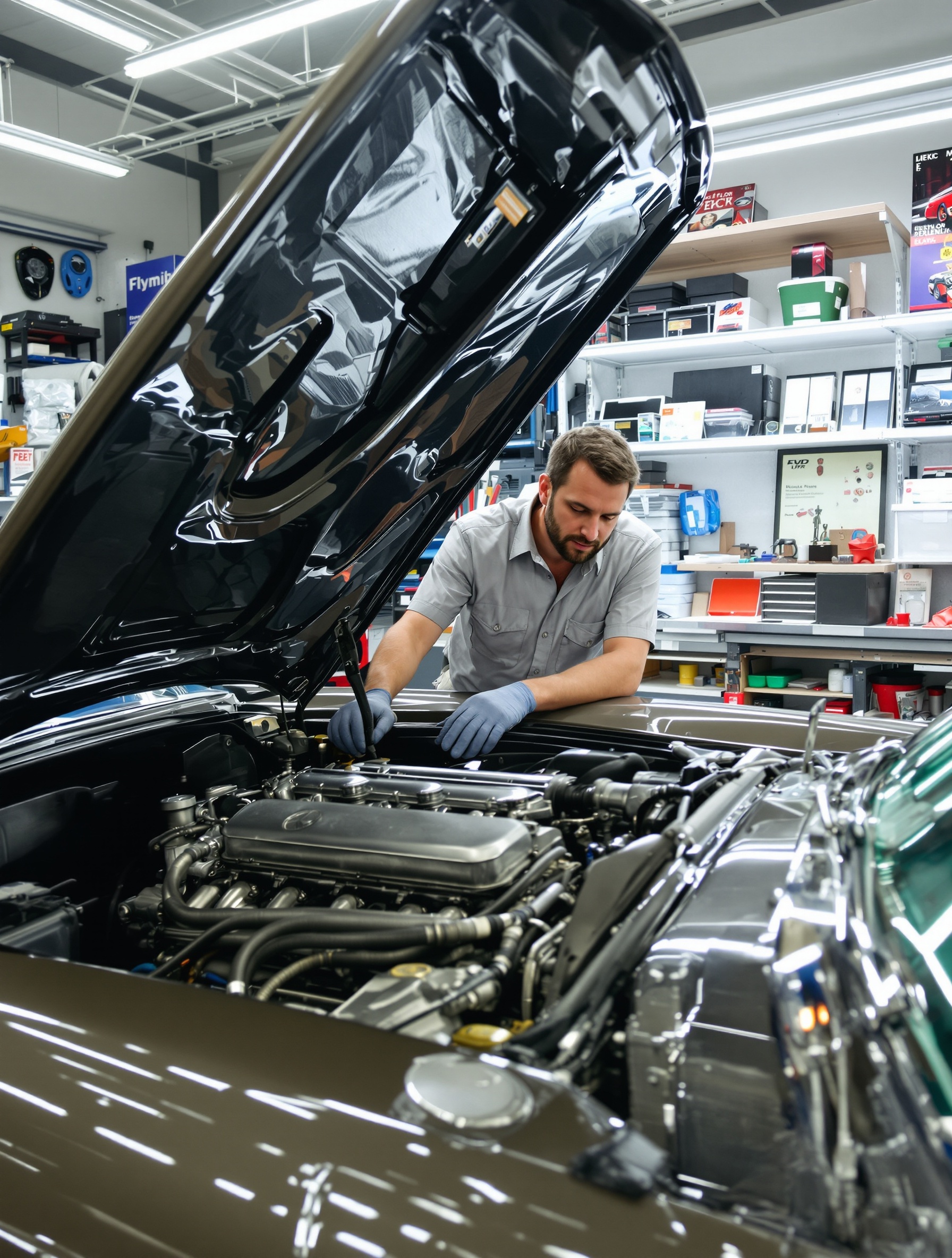 Inspection technique Mercedes-Benz 280 C W114 voiture de collection garage expert