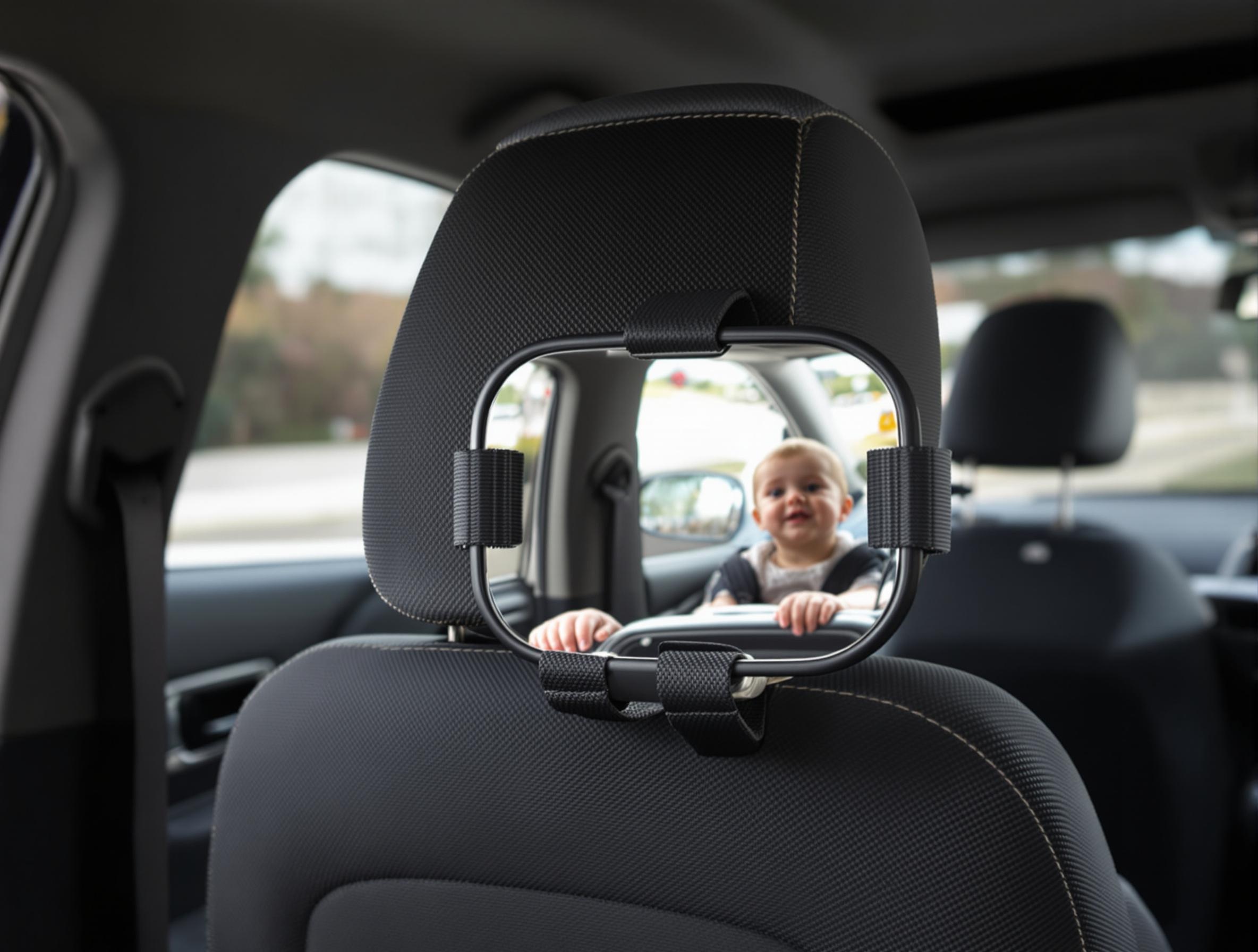 Installation sécurisée du miroir bébé sur l’appuie-tête