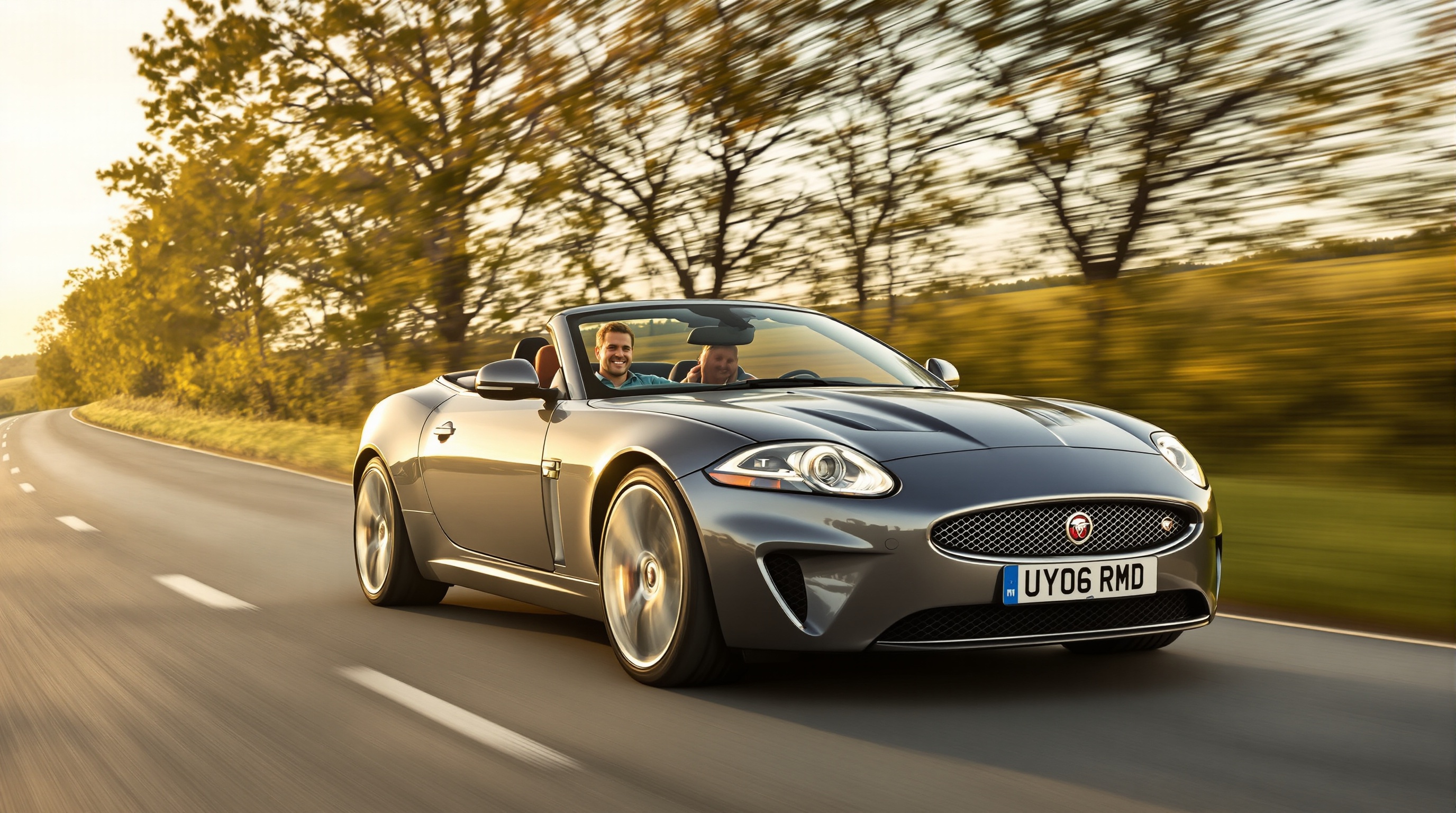 Jaguar XK8 Convertible roulant cheveux au vent, sensation de conduite brute