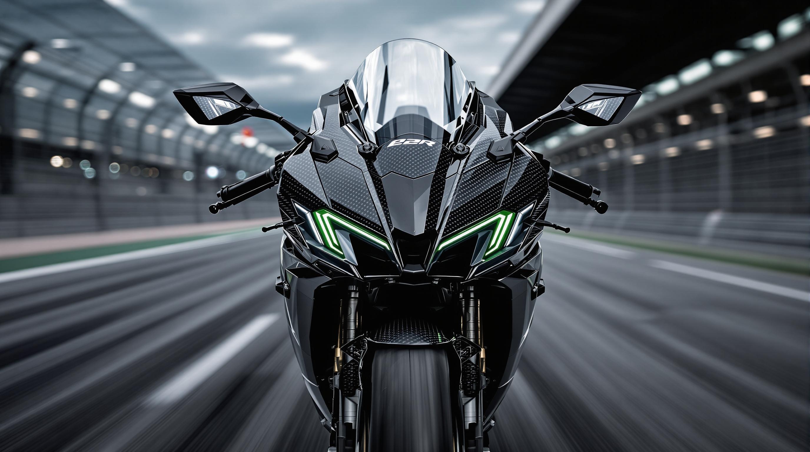 Kawasaki Ninja H2R vue studio profil piste avant-garde