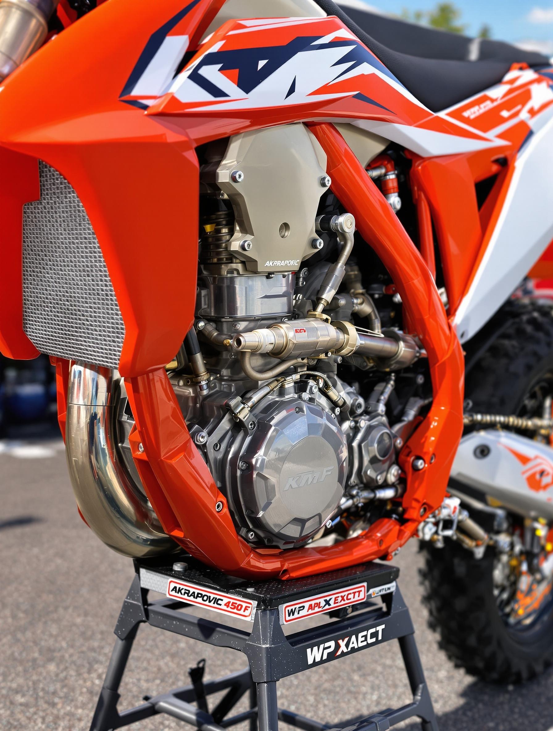 KTM 450 SX-F moteur échappement Akrapovic détails
